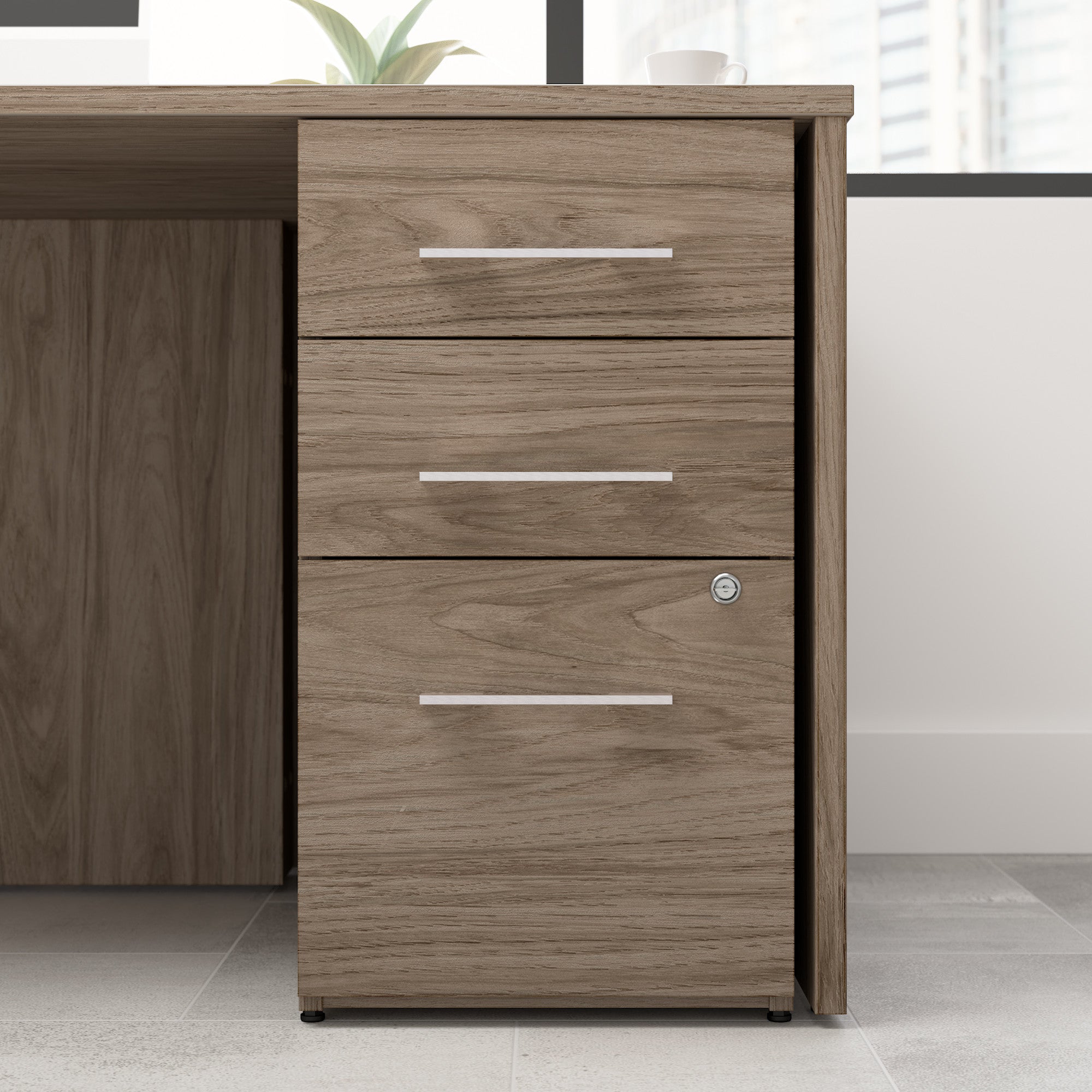 Bush Business Furniture Office 500 16W 3 Drawer File Cabinet in Modern Hickory - Assembled - 15.75" Width x 20.35" Depth x 28.84" Height