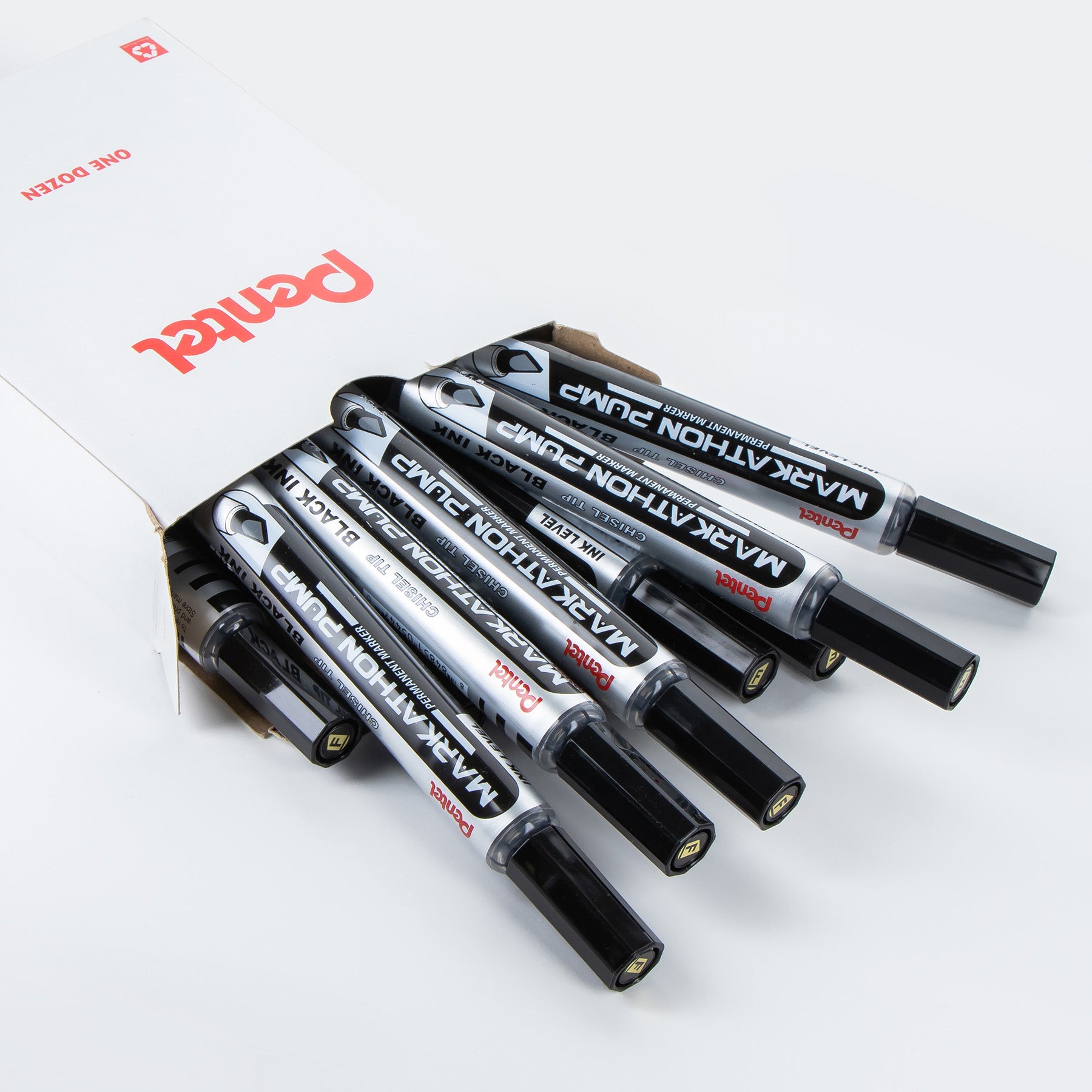 Markathon Pump Permanent Marker, Chisel Tip, Black Ink, 1 Dozen