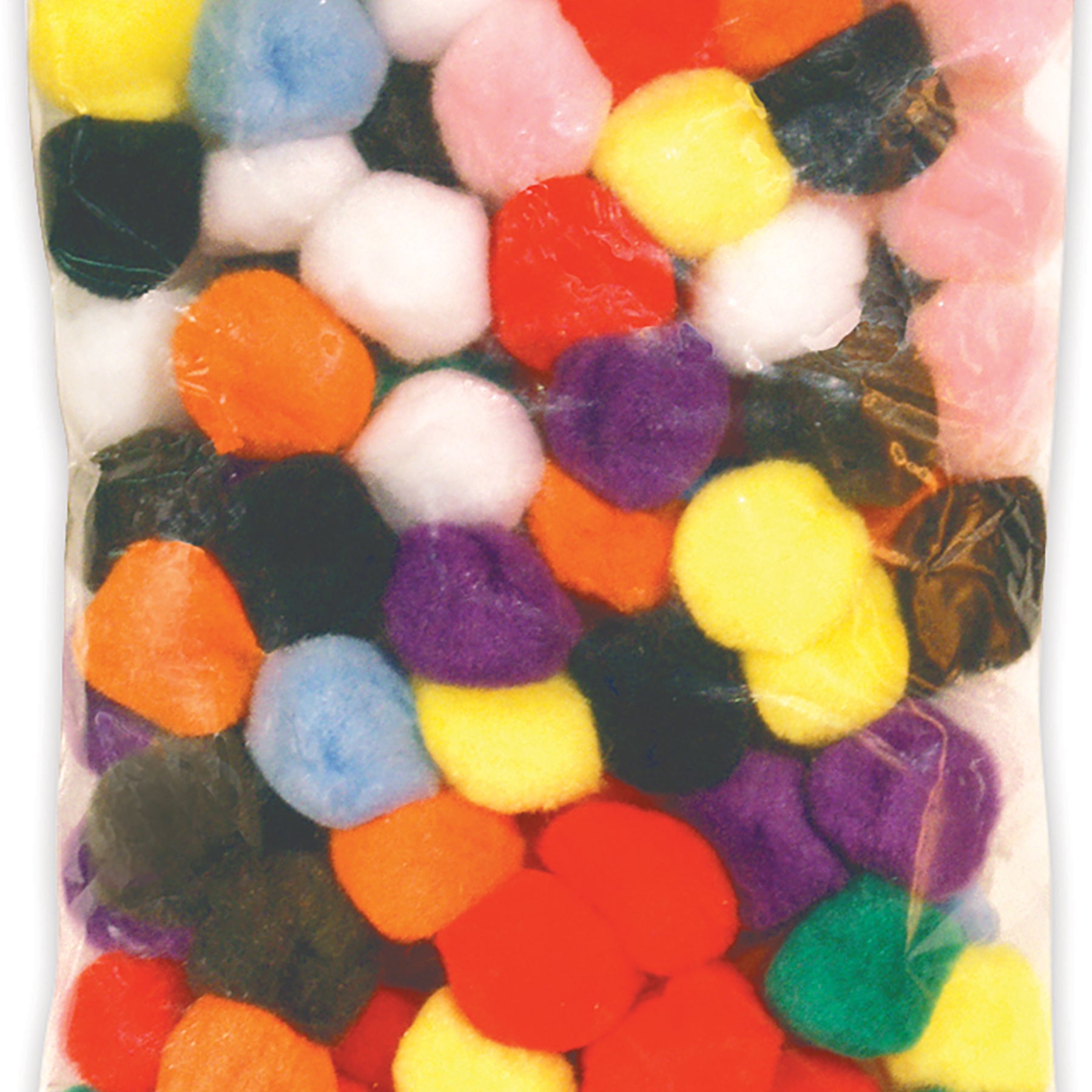 Pom Pons, Bright Hues Assortment, 1", 100 Per Pack, 6 Packs