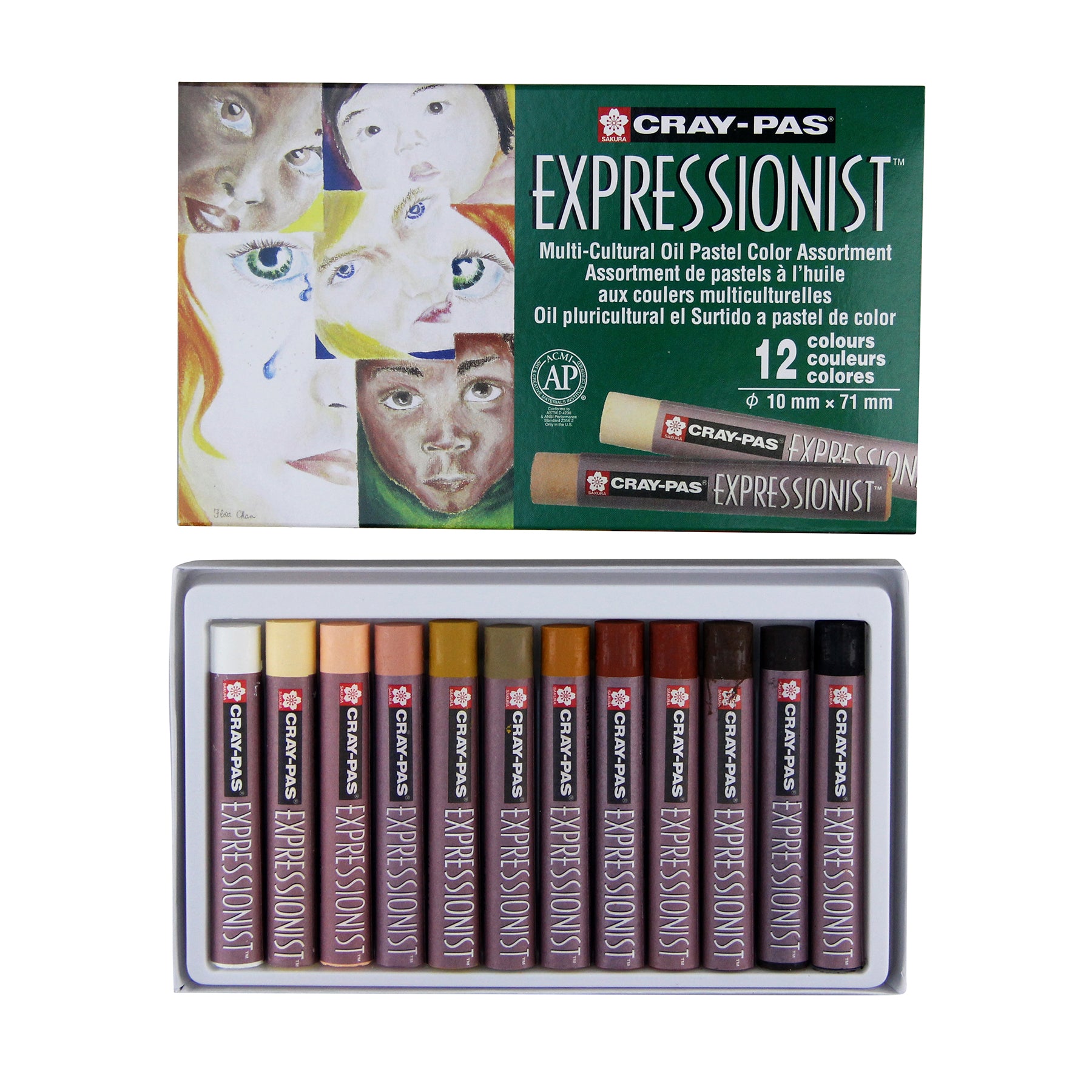 Cray-Pas Expressionist Oil Pastels, Skin Tone Assorted Colors, 12-Piece Set