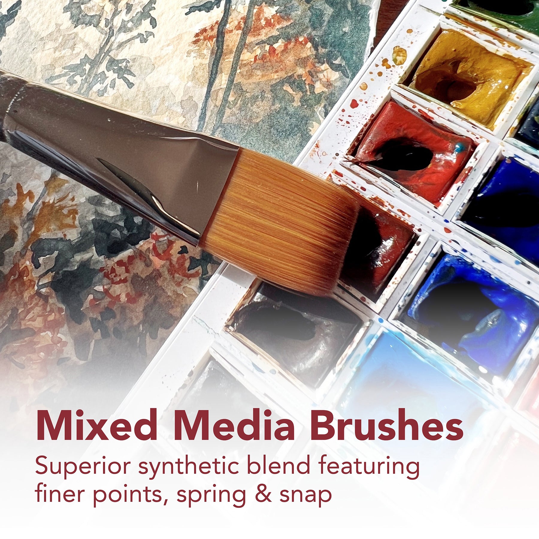 Velvetouch Round Brush, Synthetic Bristles, Short Handle Mixed Media Paintbrush, Scarlet, Size 6, 1 Count