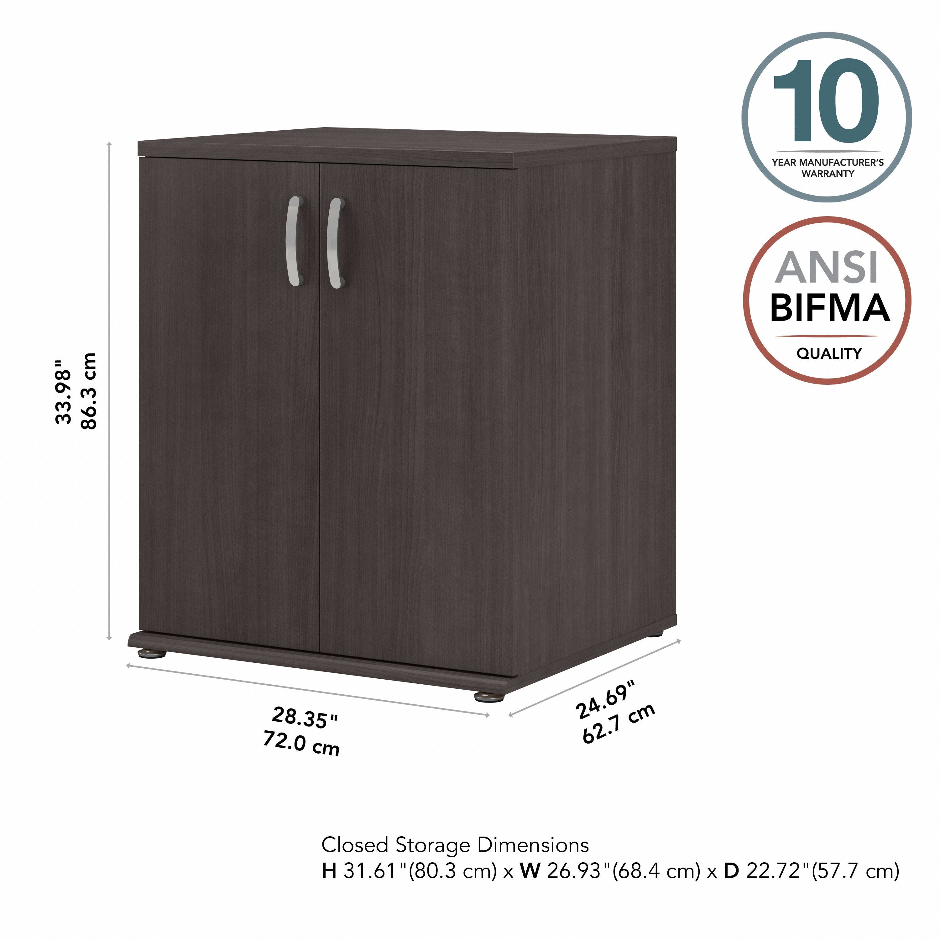 Bush Business Furniture Universal Floor Storage Cabinet with Doors and Shelves in Storm Gray - 28.35" Width x 24.69" Depth x 33.98" Height