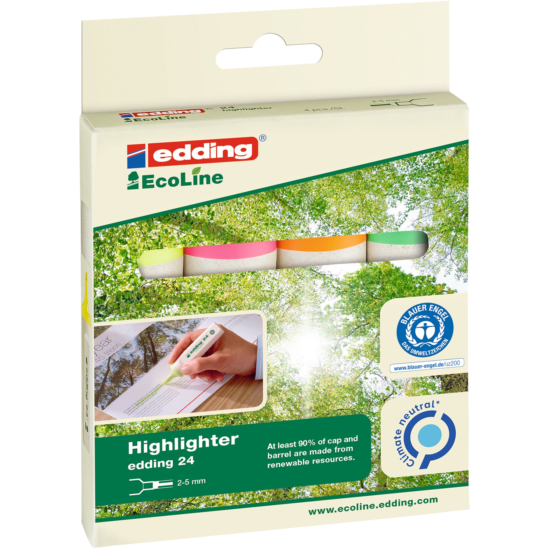 edding 24 EcoLine Highlighter - Set of 4 - Assorted