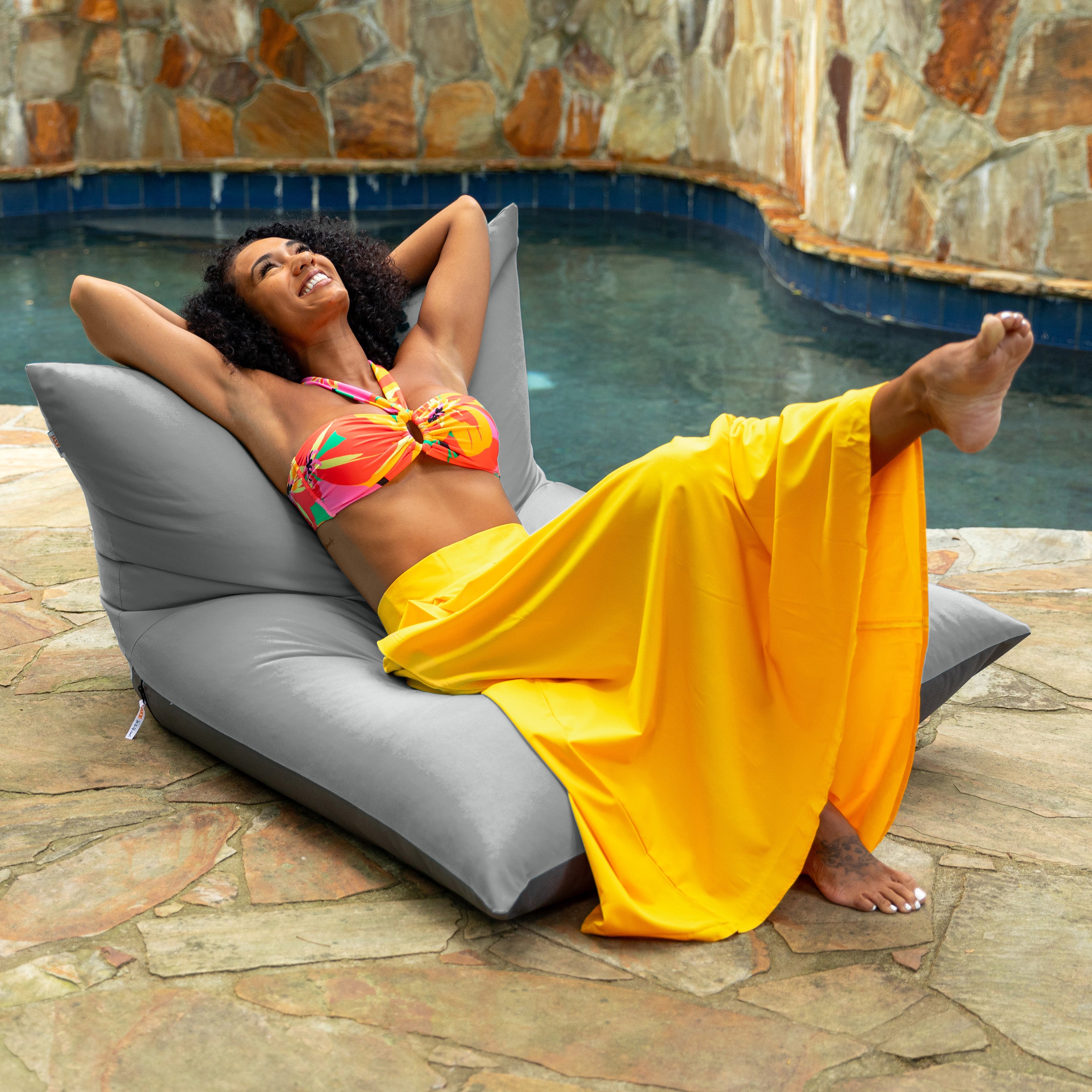 Jaxx Finster Outdoor Bean Bag Lounge Chair - Sunbrella Granite
