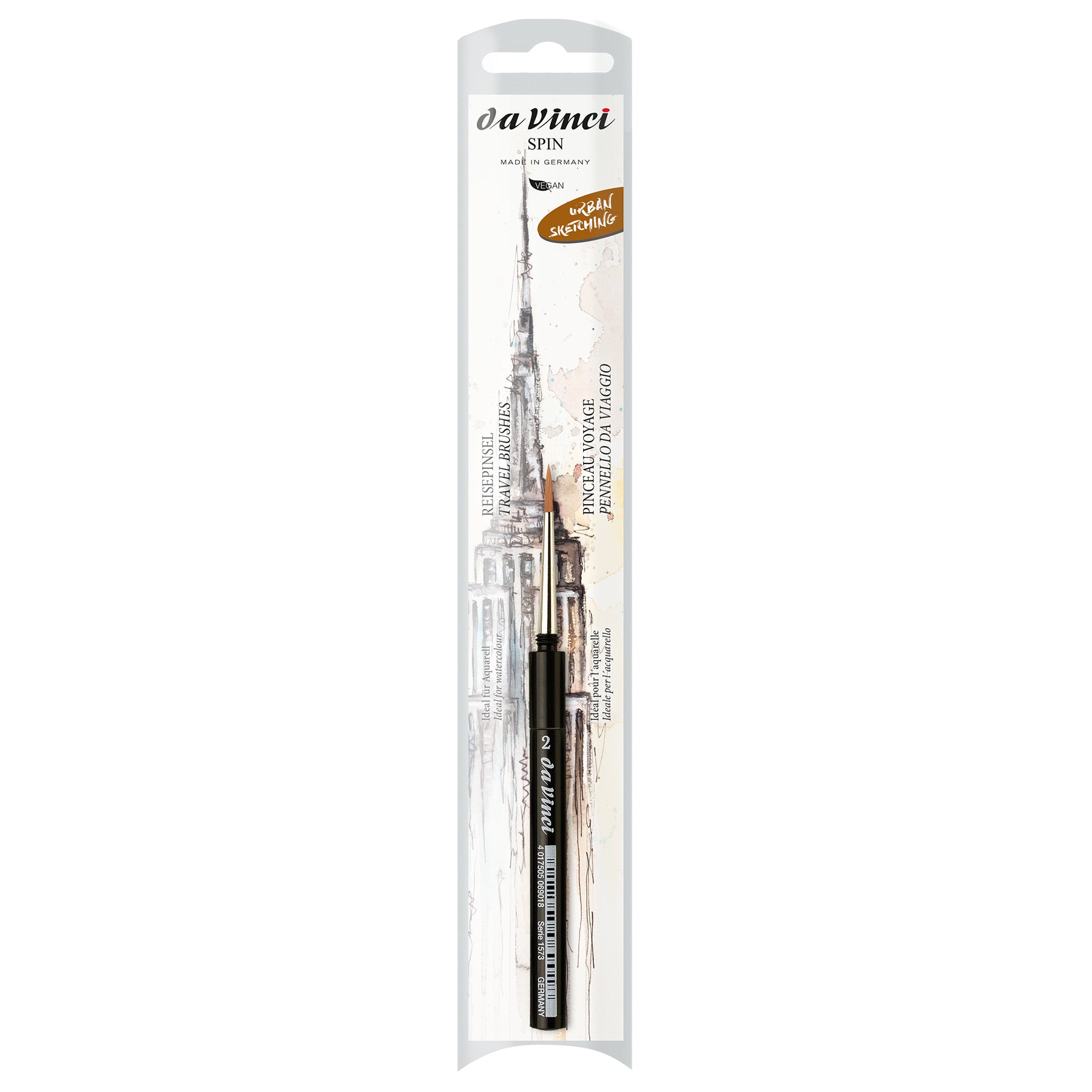 COSMOTOP-SPIN Pocket Travel Brush, Synthetic, Watercolor, Round, Series 1573, Size 2