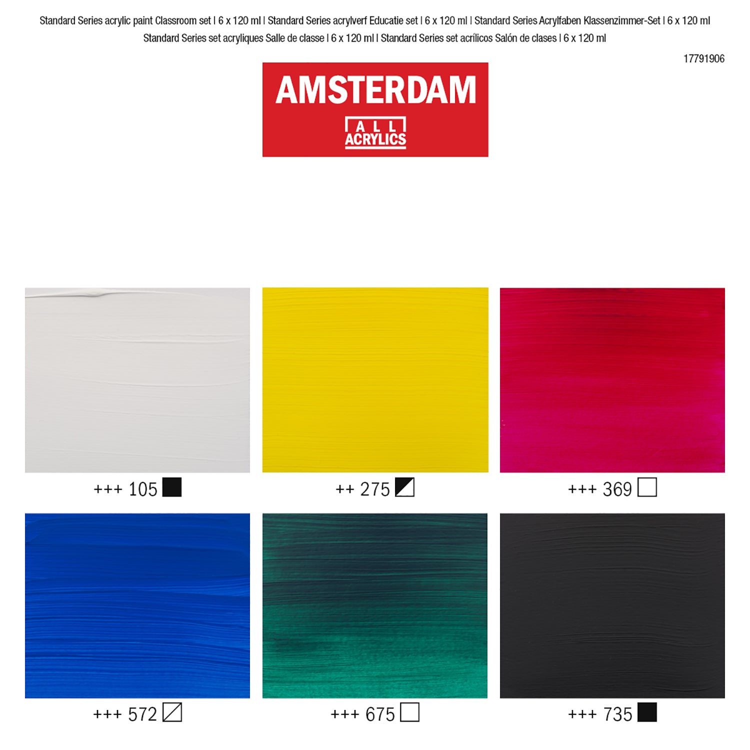 Standard Acrylic Classroom Set, 6 x 120 mL