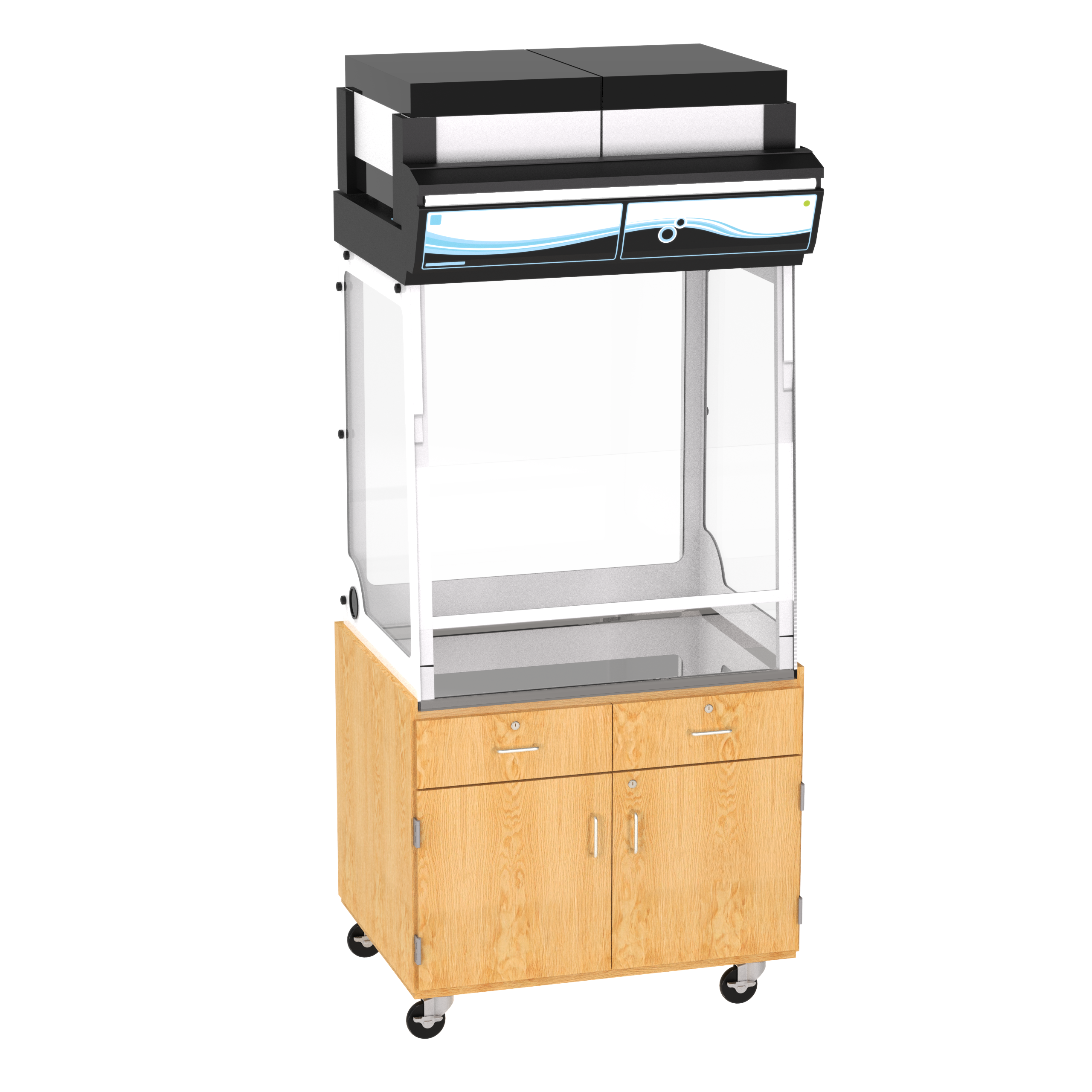 Large Mobile Fume Hood Cabinet W/Fume Hood,Oak