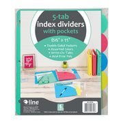 5-Tab Poly Index Dividers w/Slant Pocket, Asstd Colors