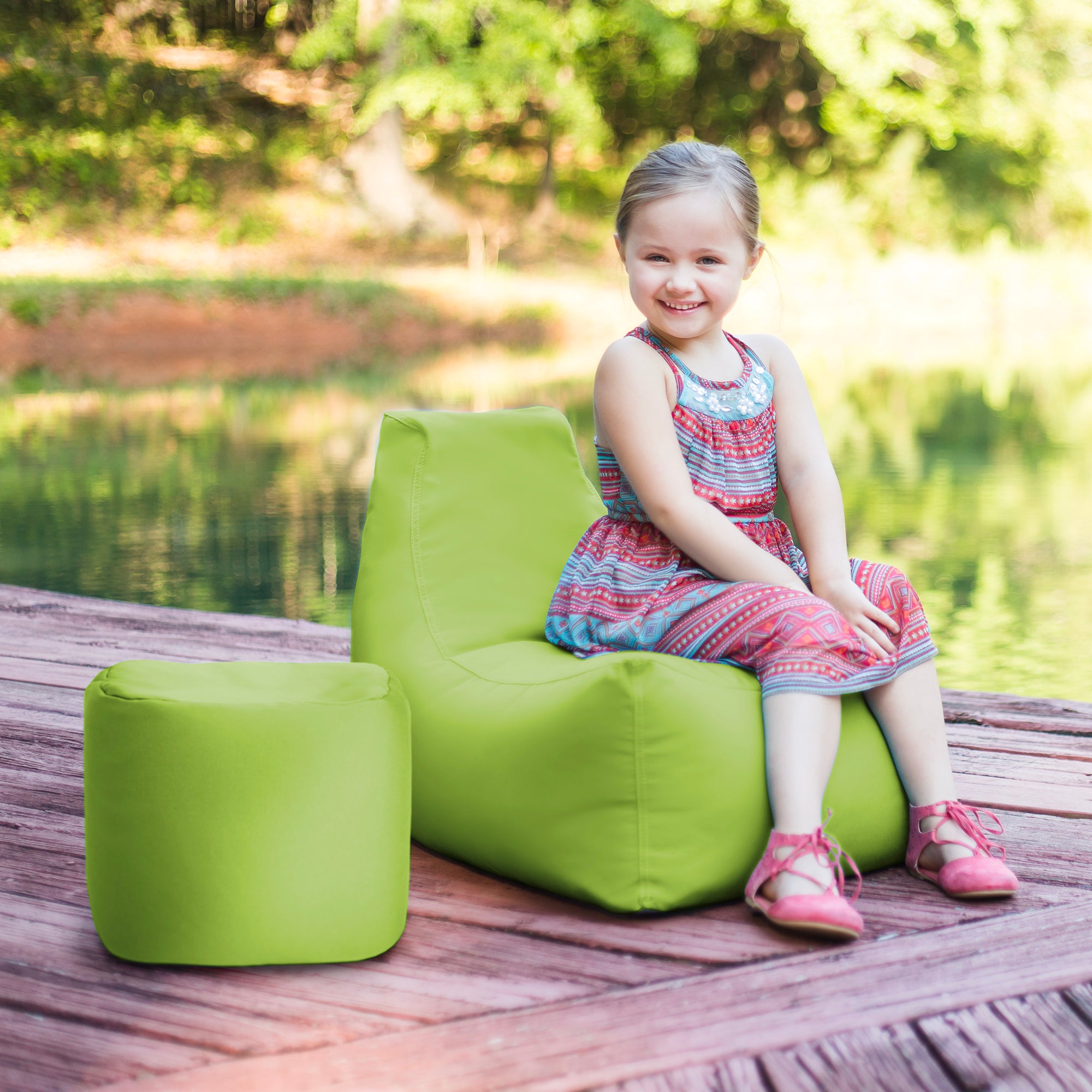 Jaxx Juniper Jr Outdoor Kids Bean Bag Chair / Childrens Garden Chair, Lime