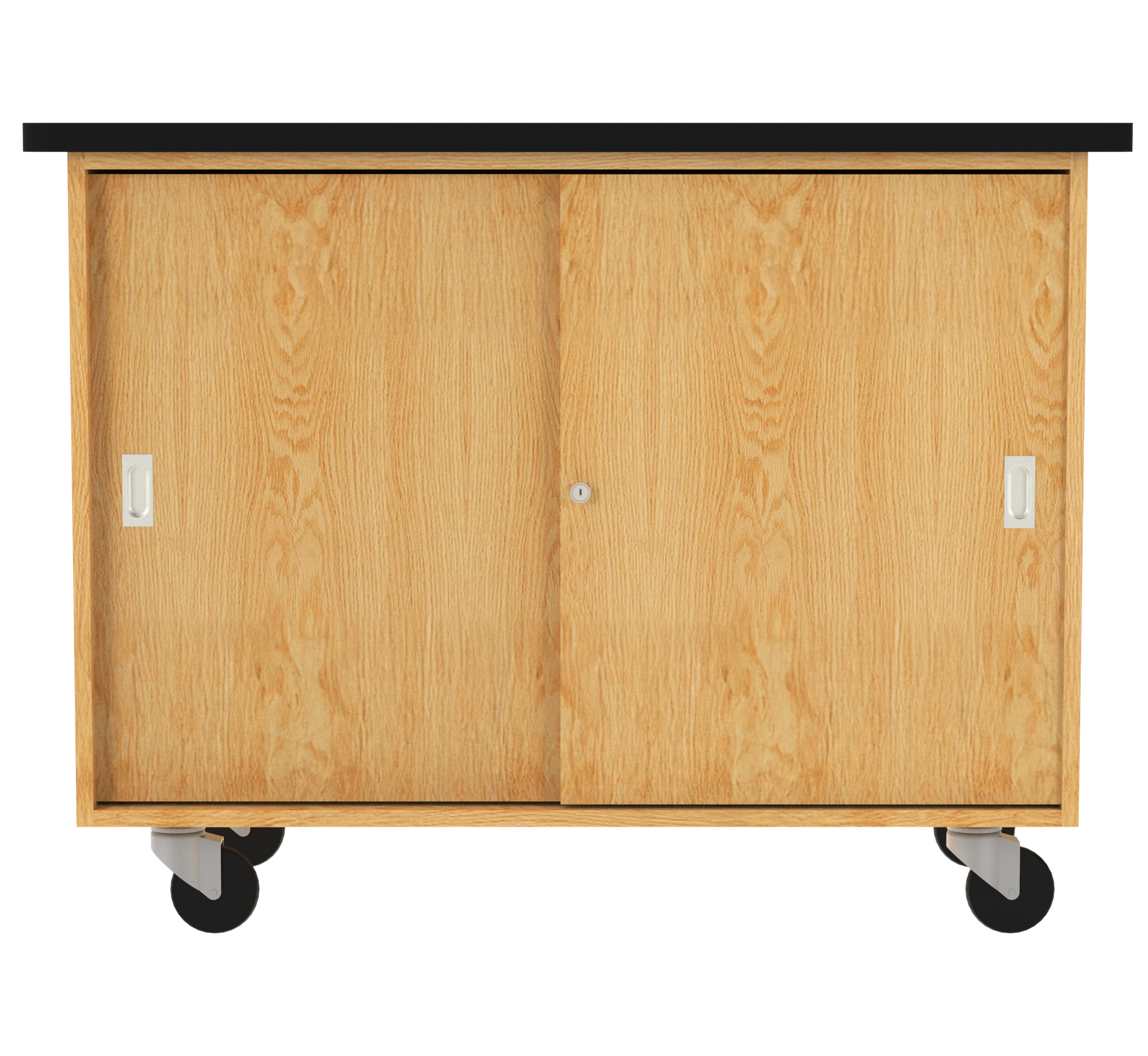 Access Touchdown Sliding Door Cabinet - Red Oak, 48"W x 24"D x 36"H
