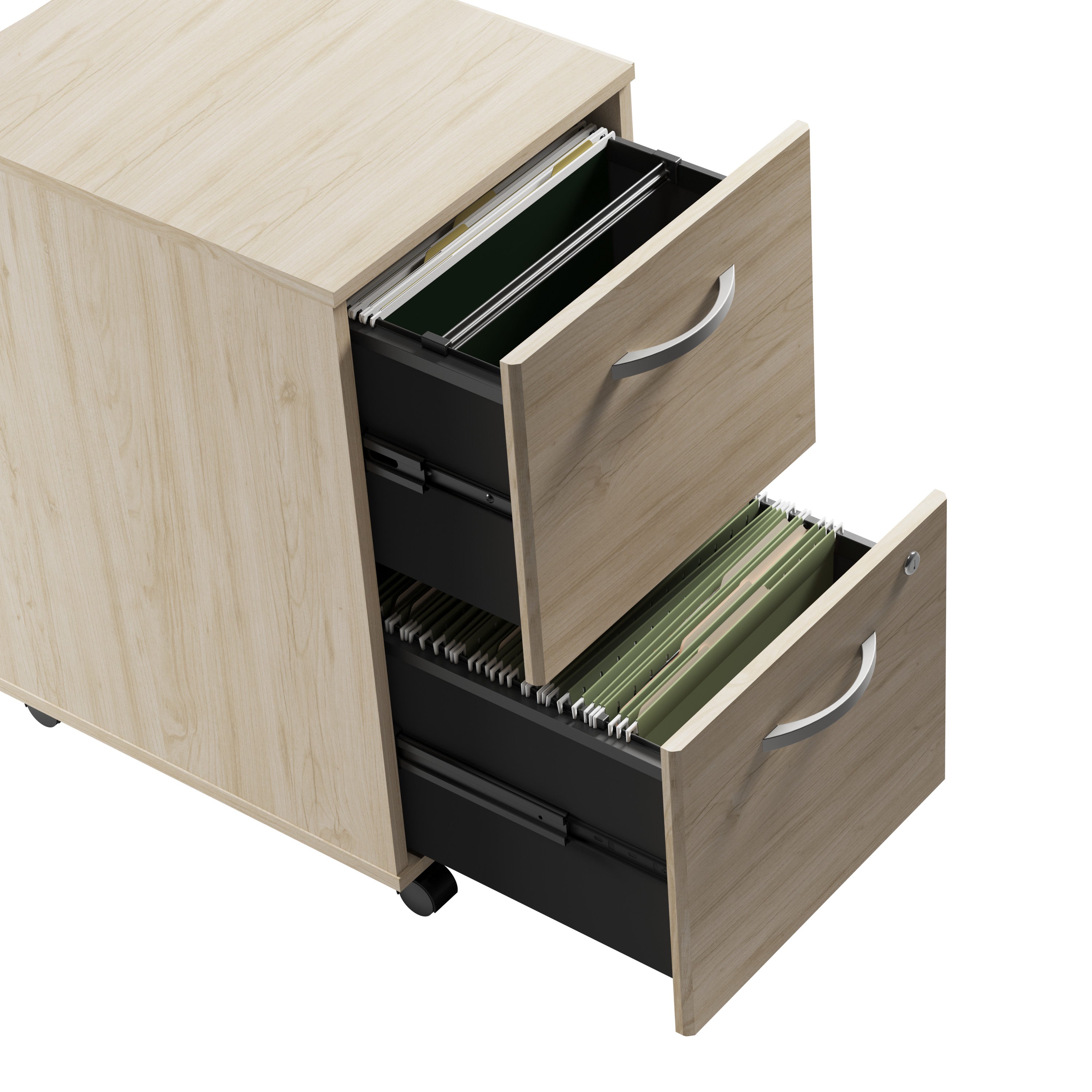 Bush Business Furniture Studio C 2 Drawer Mobile File Cabinet in Natural Elm - Assembled - 15.71" Width x 20.2" Depth x 27.79" Height