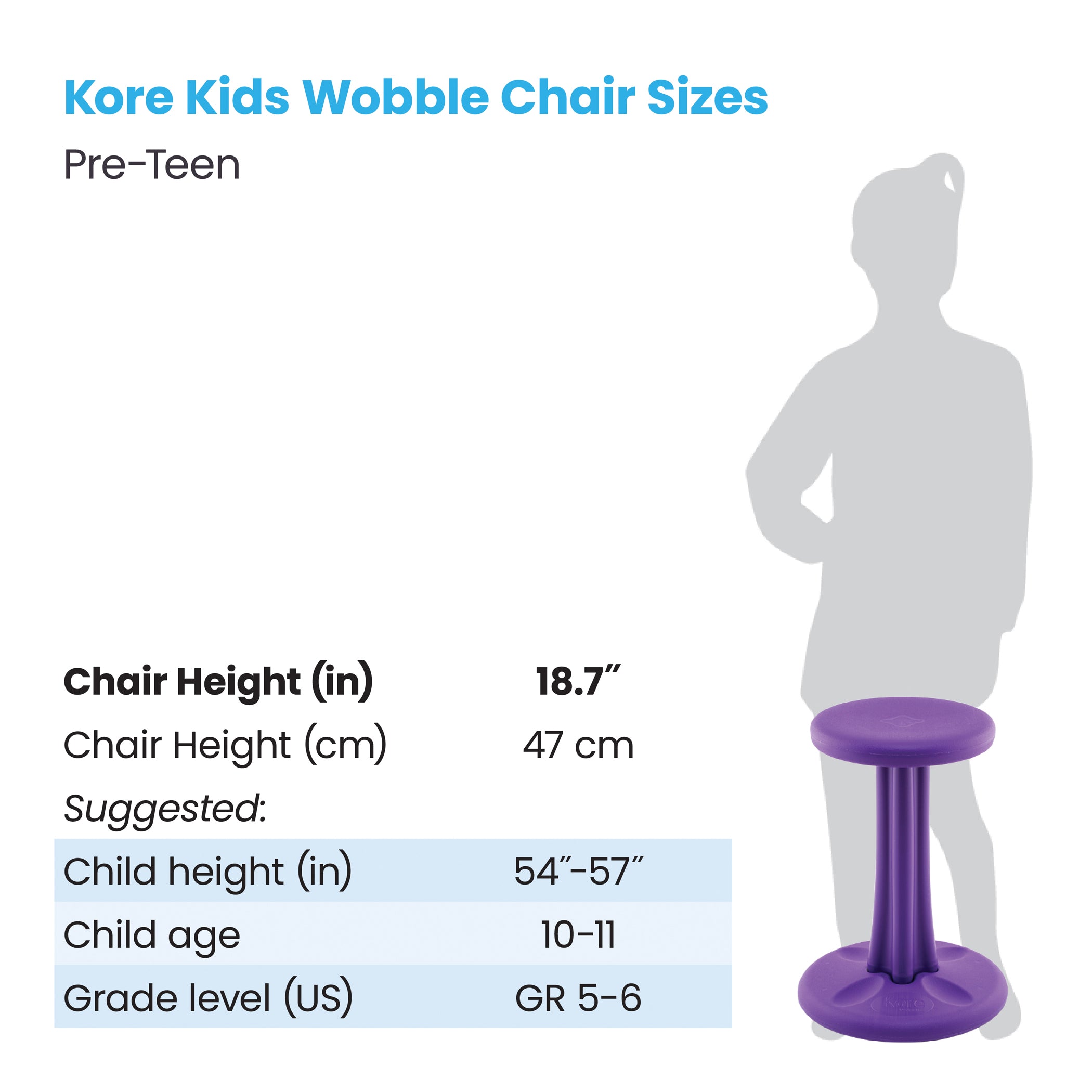 Pre-Teen Wobble Chair 18.7", Purple