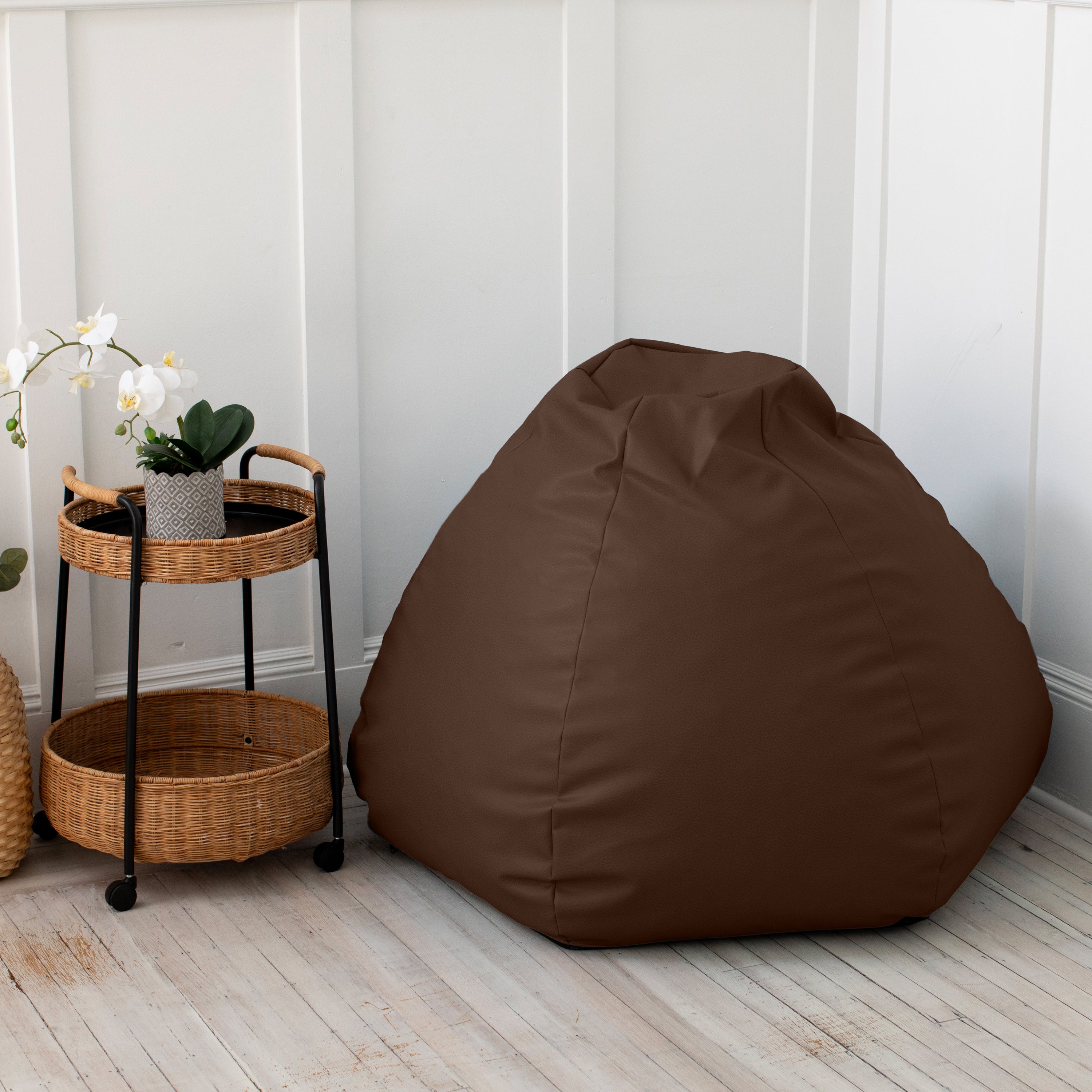 Atrium Collection Pazi Pod - Designer Foam Bean Bag Chair for Home Theaters, Offices, Schools, Reception & Waiting Rooms - Faux Leather - Chocolate
