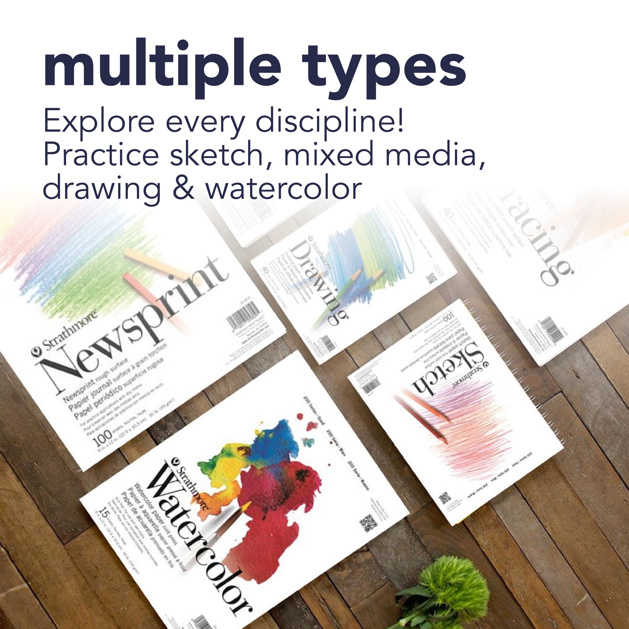 200 Series Watercolor Pad, Tape Binding, 15 Sheets, 9x12 inch