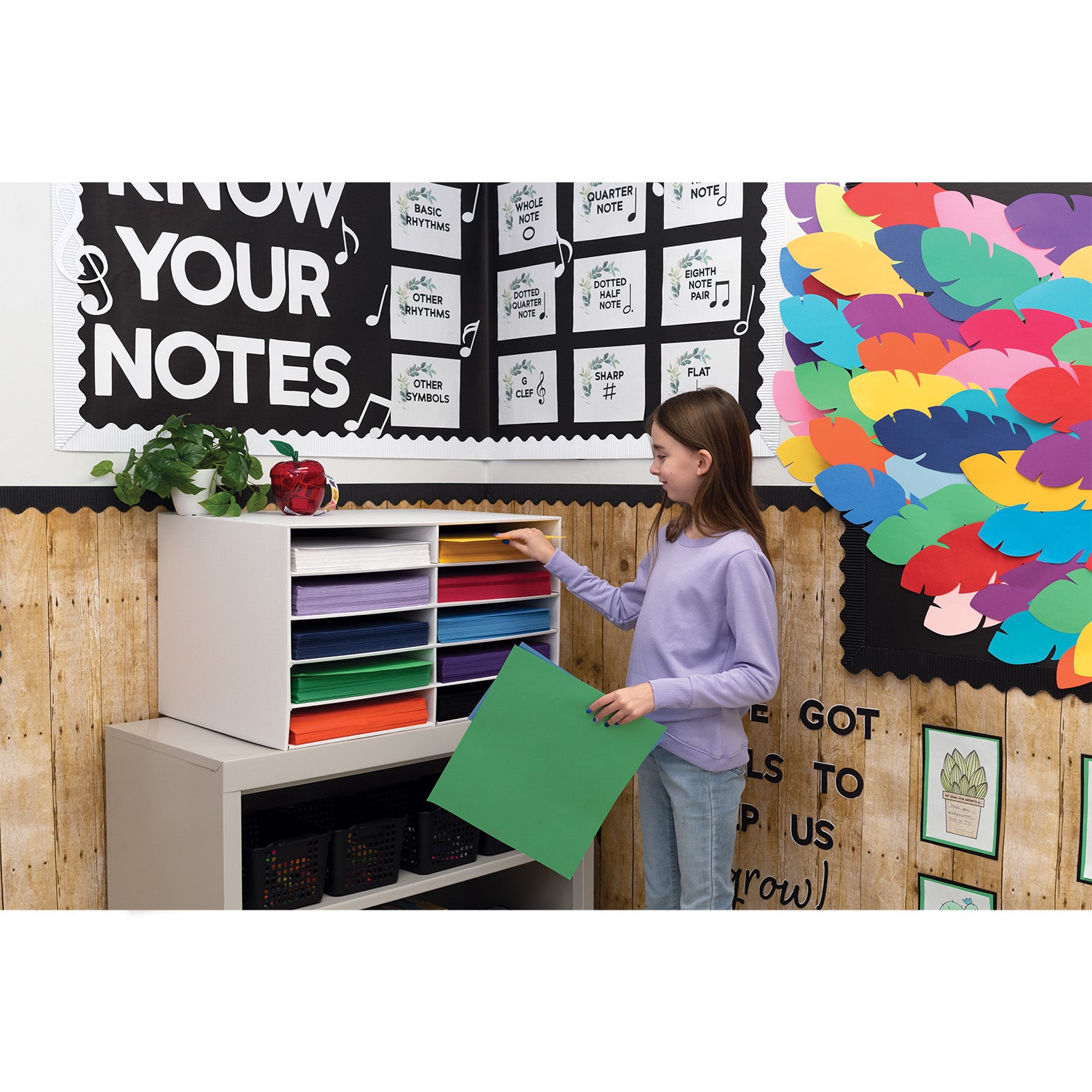 12" x 18" Construction Paper Storage, 10-Slot, White, 17"H x 27"W x 19"D