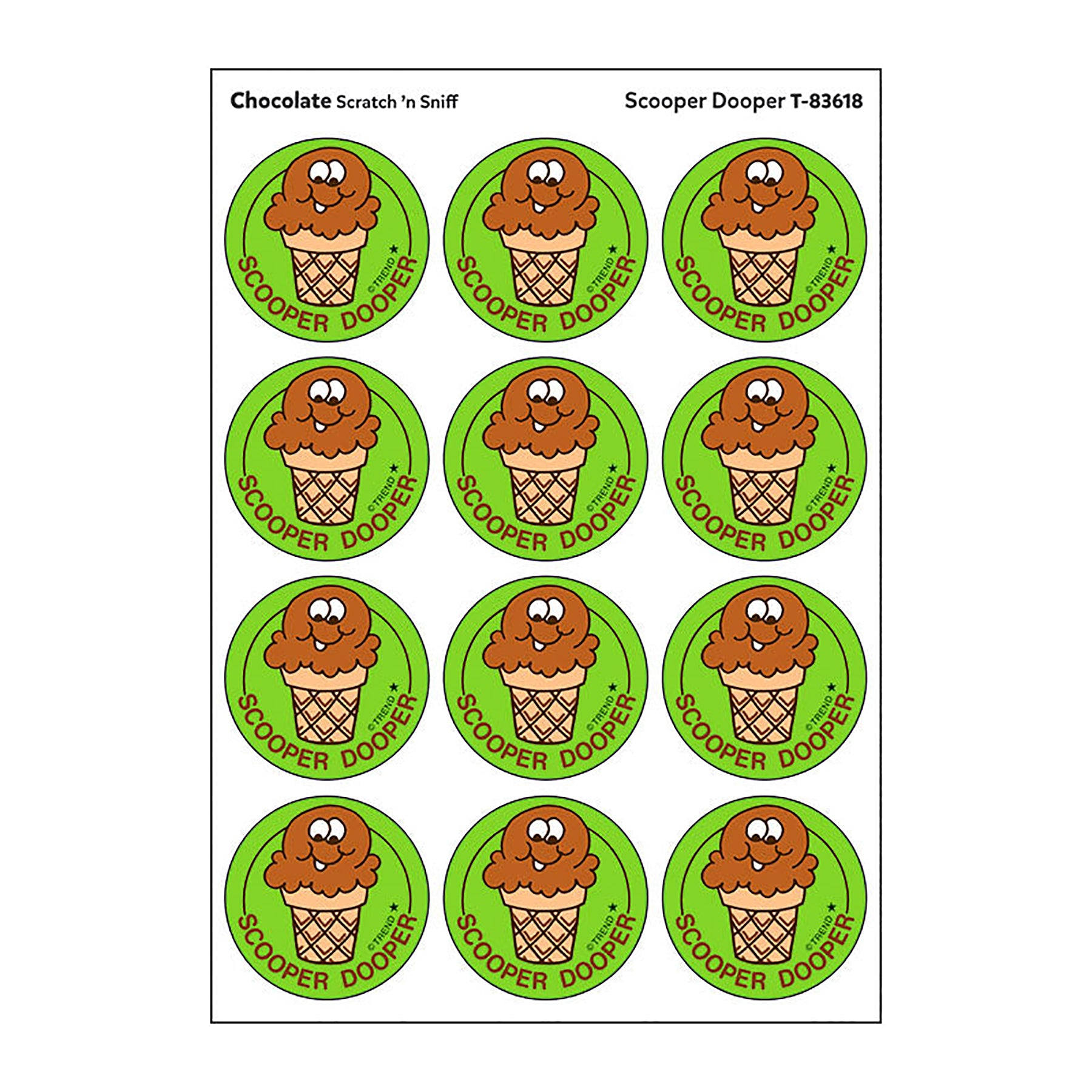 Scooper Dooper/Chocolate Scented Stickers, Pack of 24