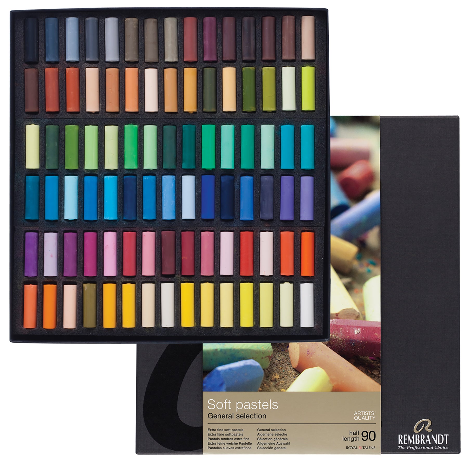 Soft Pastel Cardboard Box Set, General Selection, 90 Half Sticks