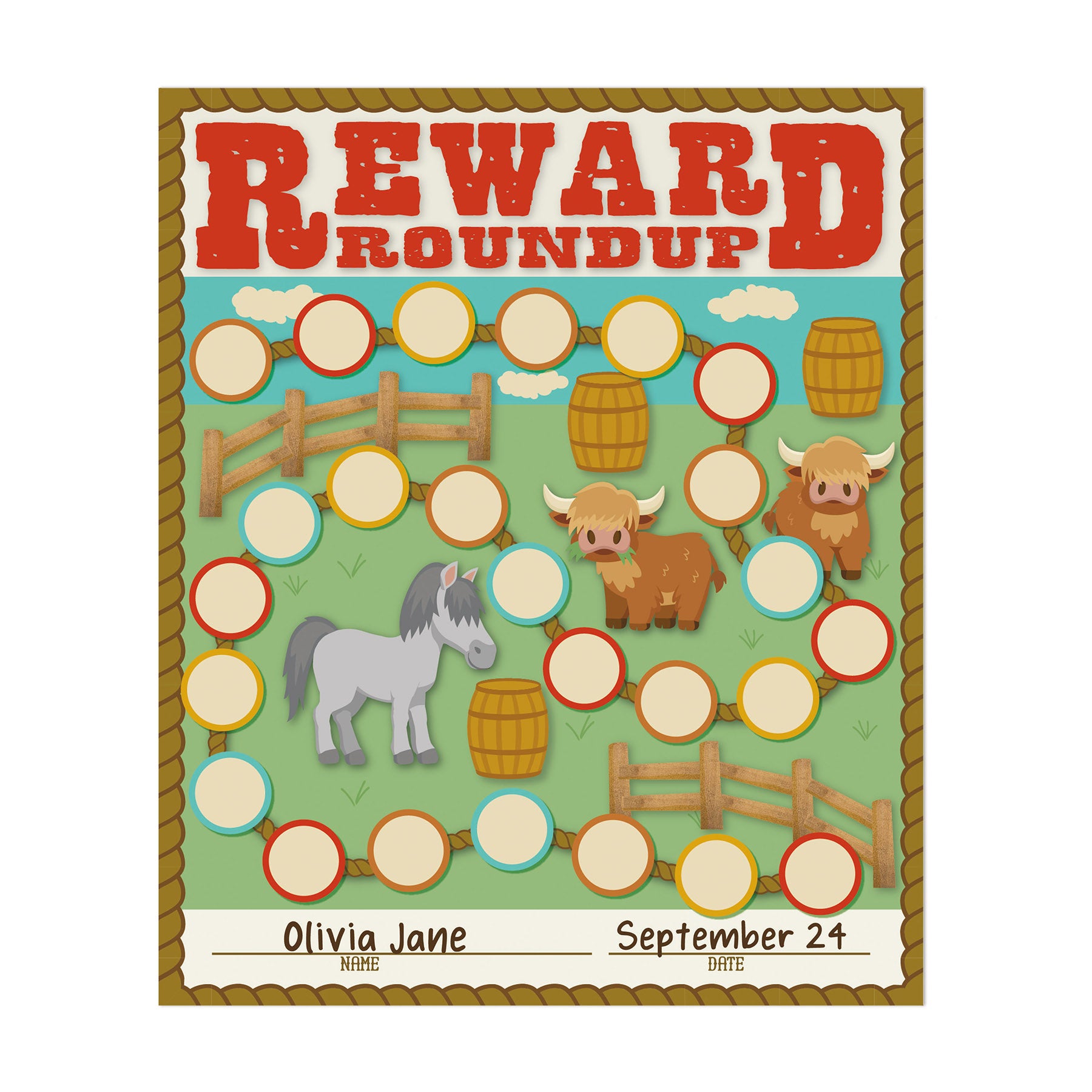 Wild Wild Classroom Mini Reward Chart with Stickers, 36 Per Pack, 6 Packs