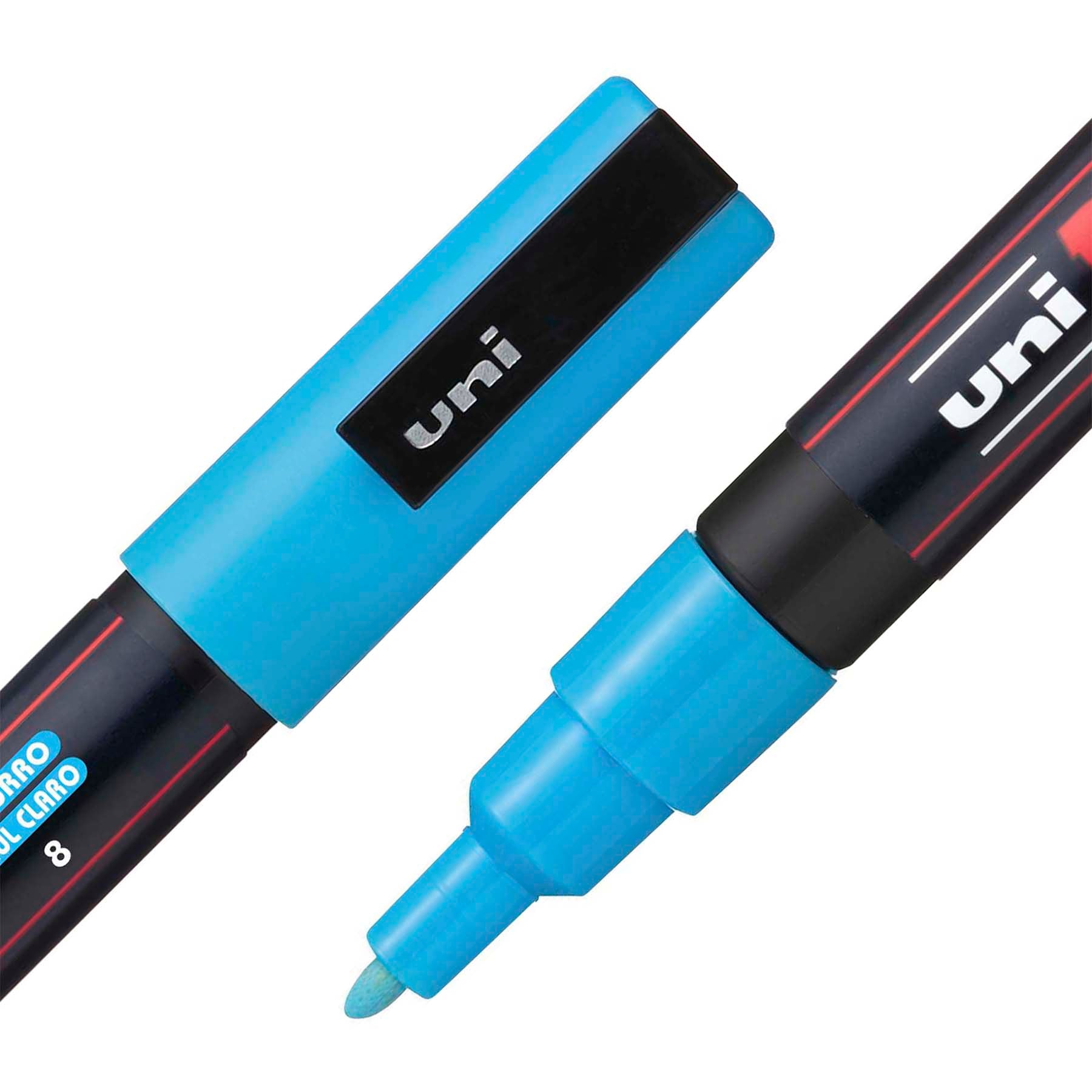 uni® POSCA PC-3M Water-Based Paint Markers, Reversible Fine Tip (0.9-1.3mm), Light Blue