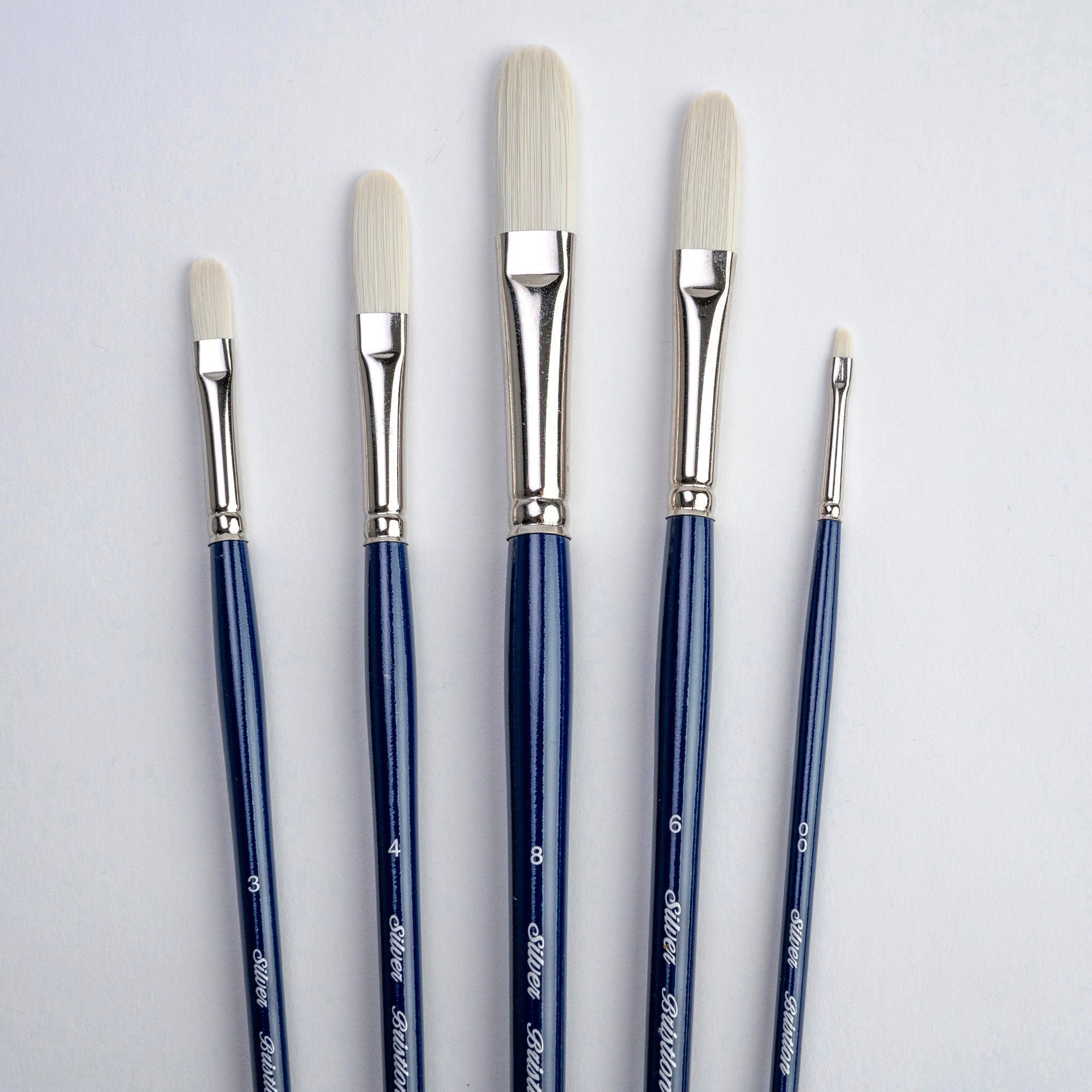Bristlon Long Filbert Brush Set, 5 Brushes