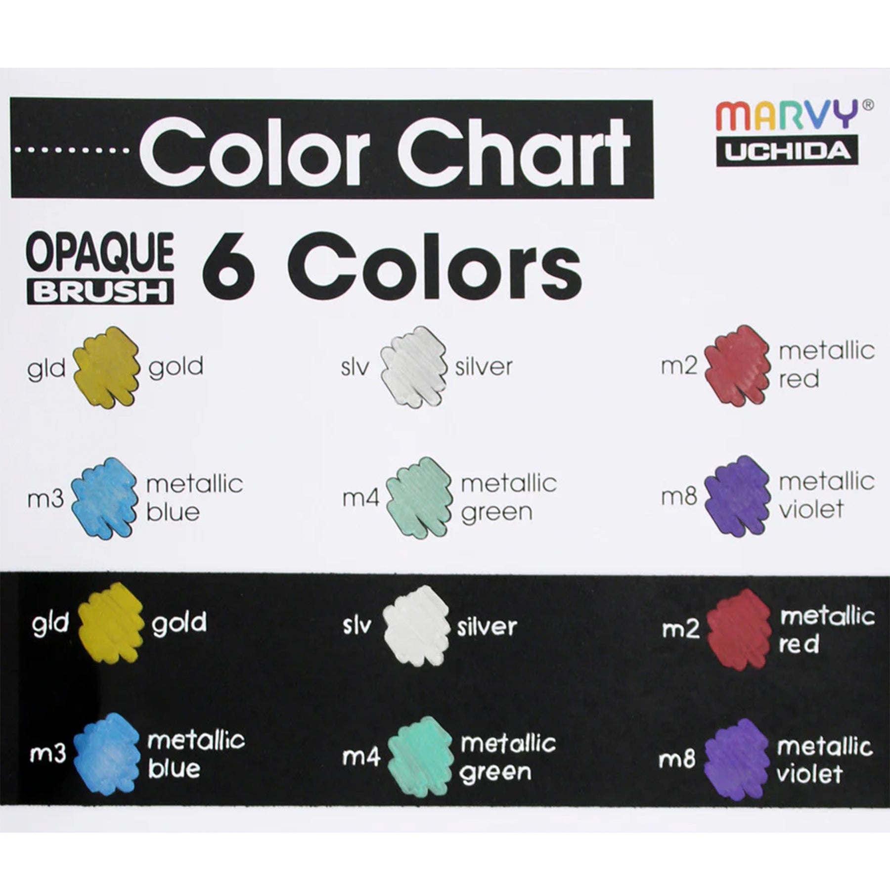 Opaque Brush Markers, Metallic Colors, Pack of 6