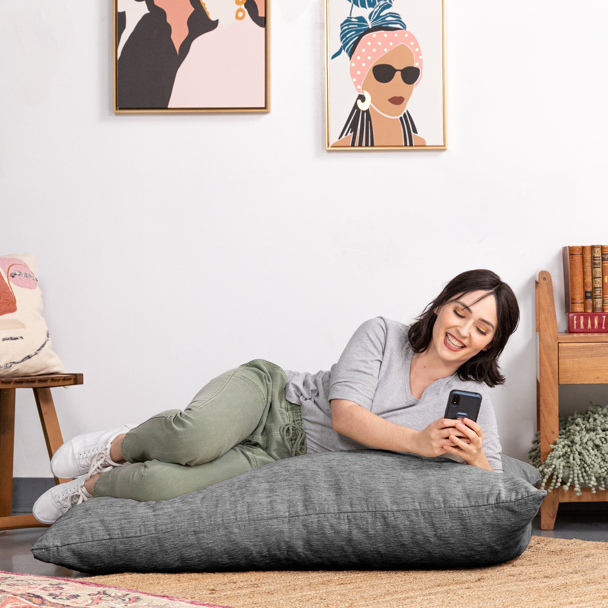 Jaxx Pillow Saxx 3.5 Foot Giant Décor Floor Pillow, Premium Chenille Cover, Grey