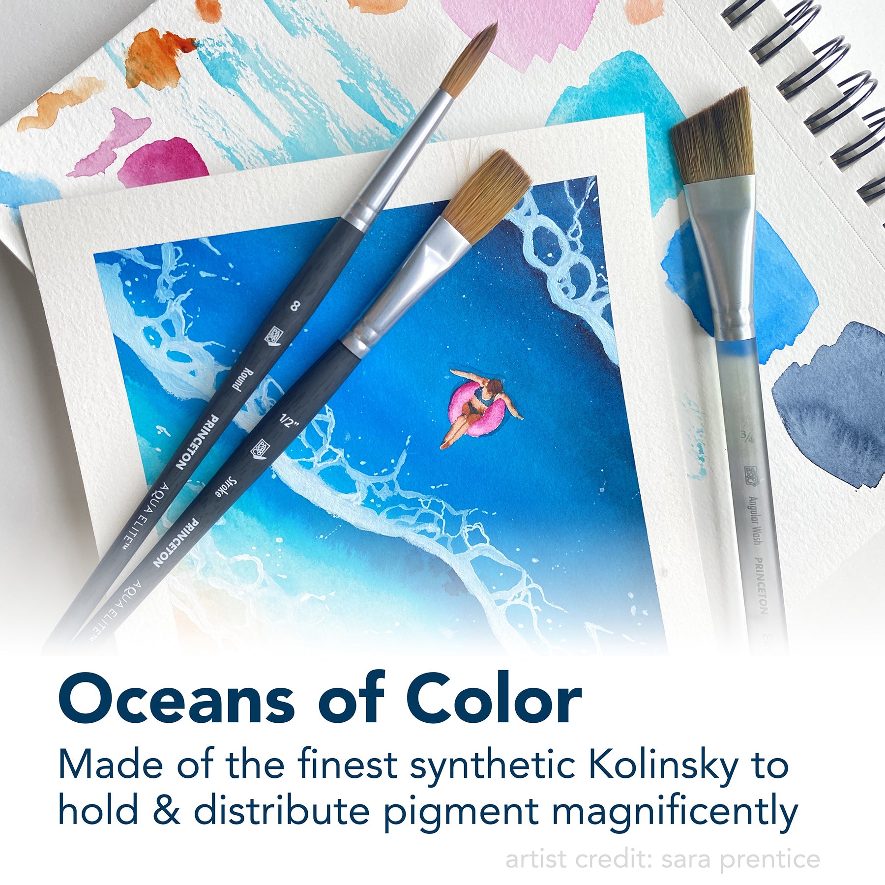 Aqua Elite Round Brush, Synthetic Bristles, Short Handle Watercolor Paintbrush, Matte Black, Size 10, 1 Count
