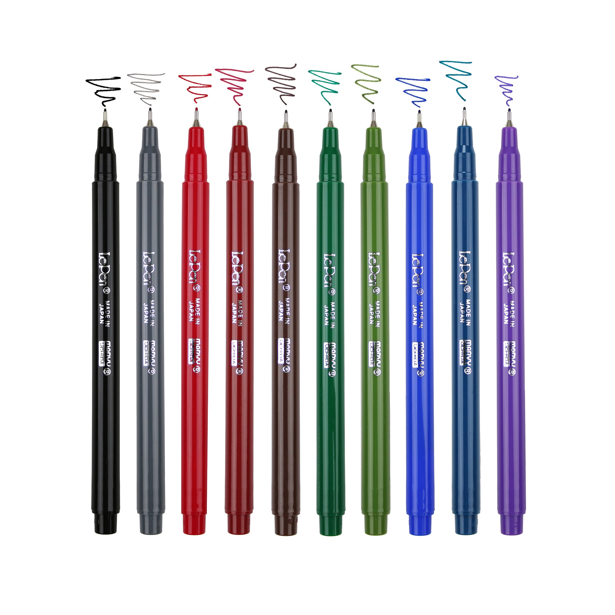 LePen® Micro-Fine Point Pen, Dark, 10 Colors