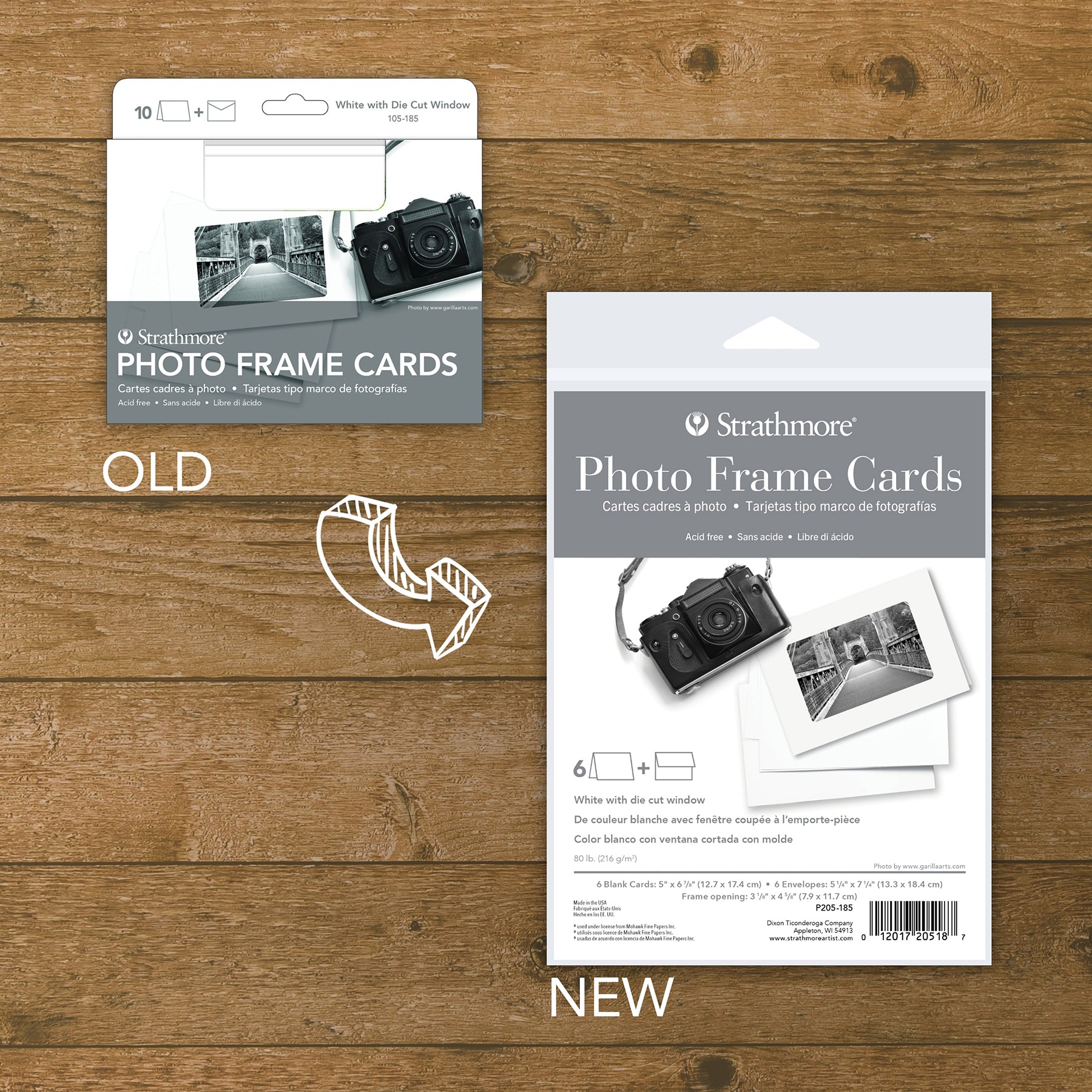 Photo Frame Cards & Envelopes, Plain Border, Full Size, 5x6.875 inch, 6 Pack