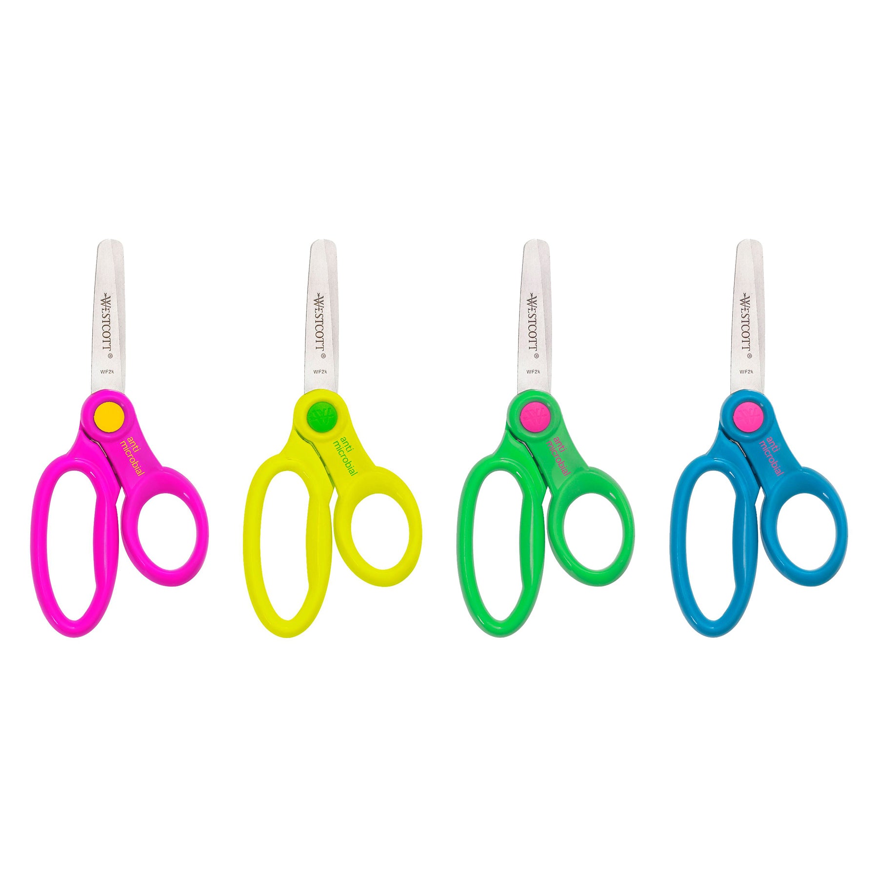 School Scissor Caddy, Blunt 5" Kids Scissors, Anti-Microbial Protection, 24 Scissors