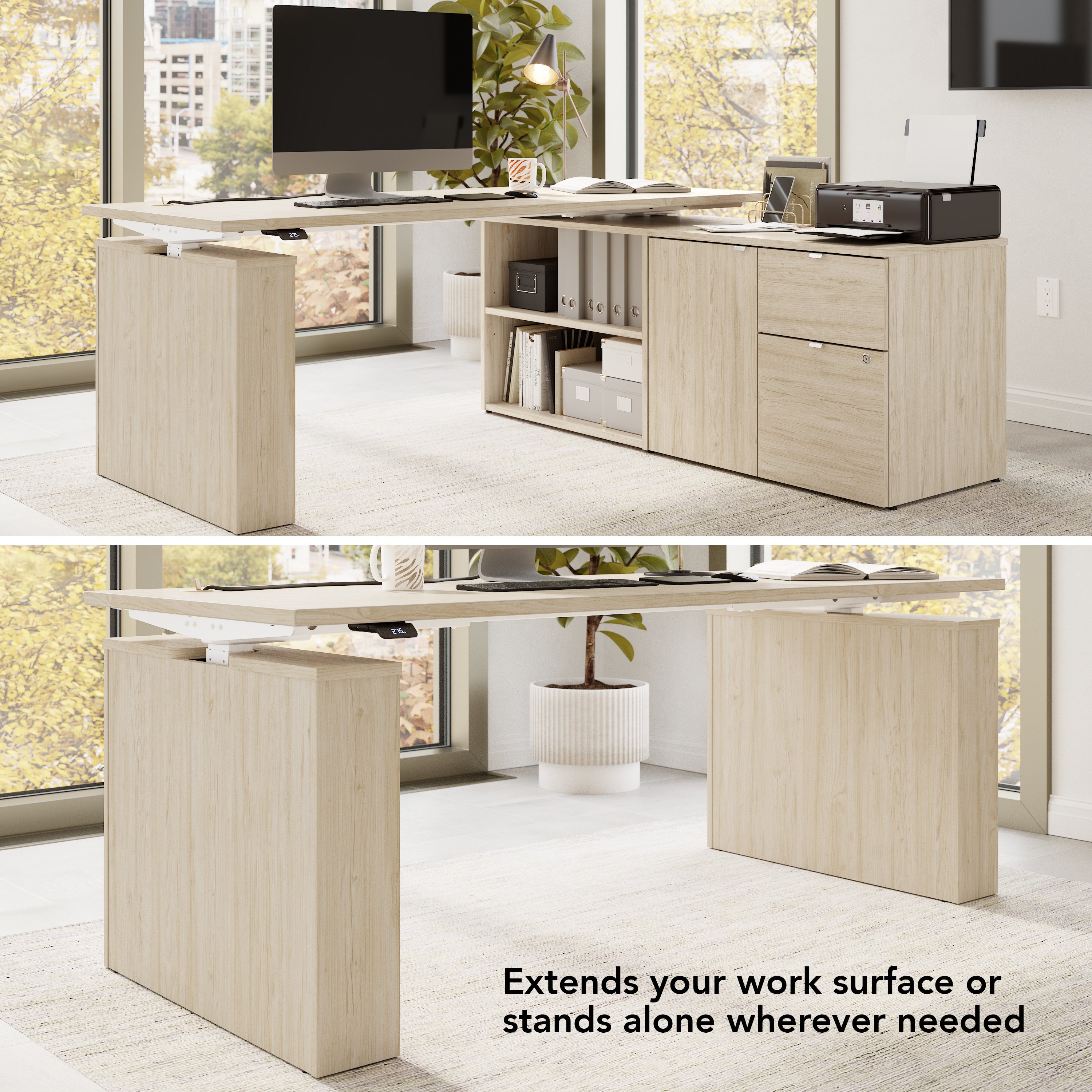 Bush Business Furniture Stratus&nbsp;30W Office Storage Cabinet with Drawers in Natural Elm - 31.26" Width x 19.61" Depth x 24.15" Height