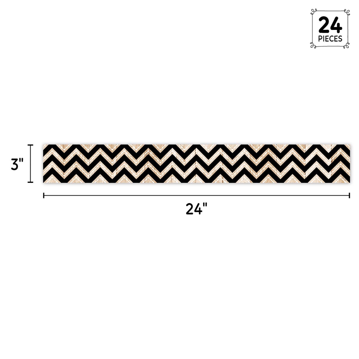 Core Decor Black and Wood Chevron EZ Border, 48 Feet