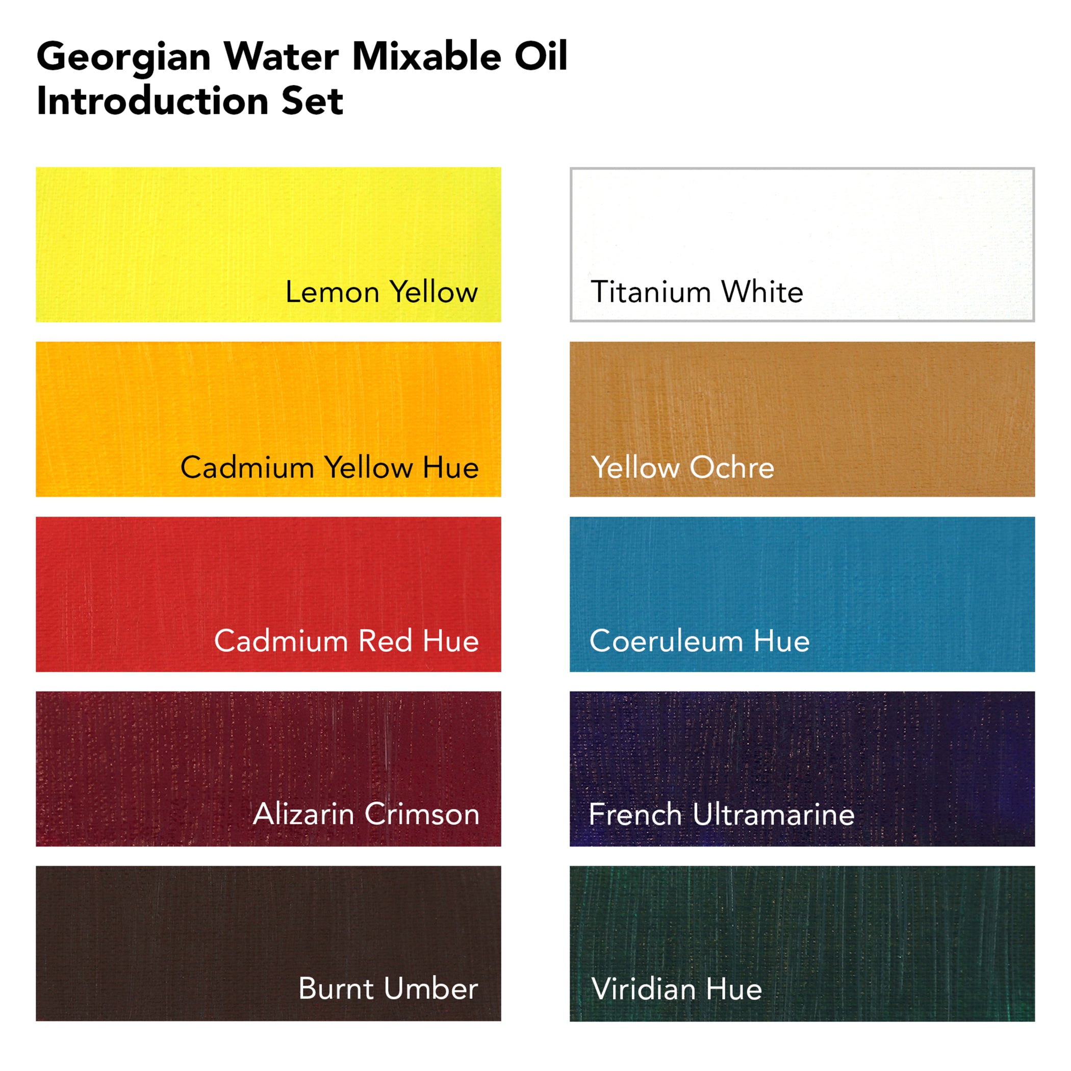 Georgian Water-Mixable Oil Paint Introduction Set, Assorted Colors, 20ml, 10 Pieces