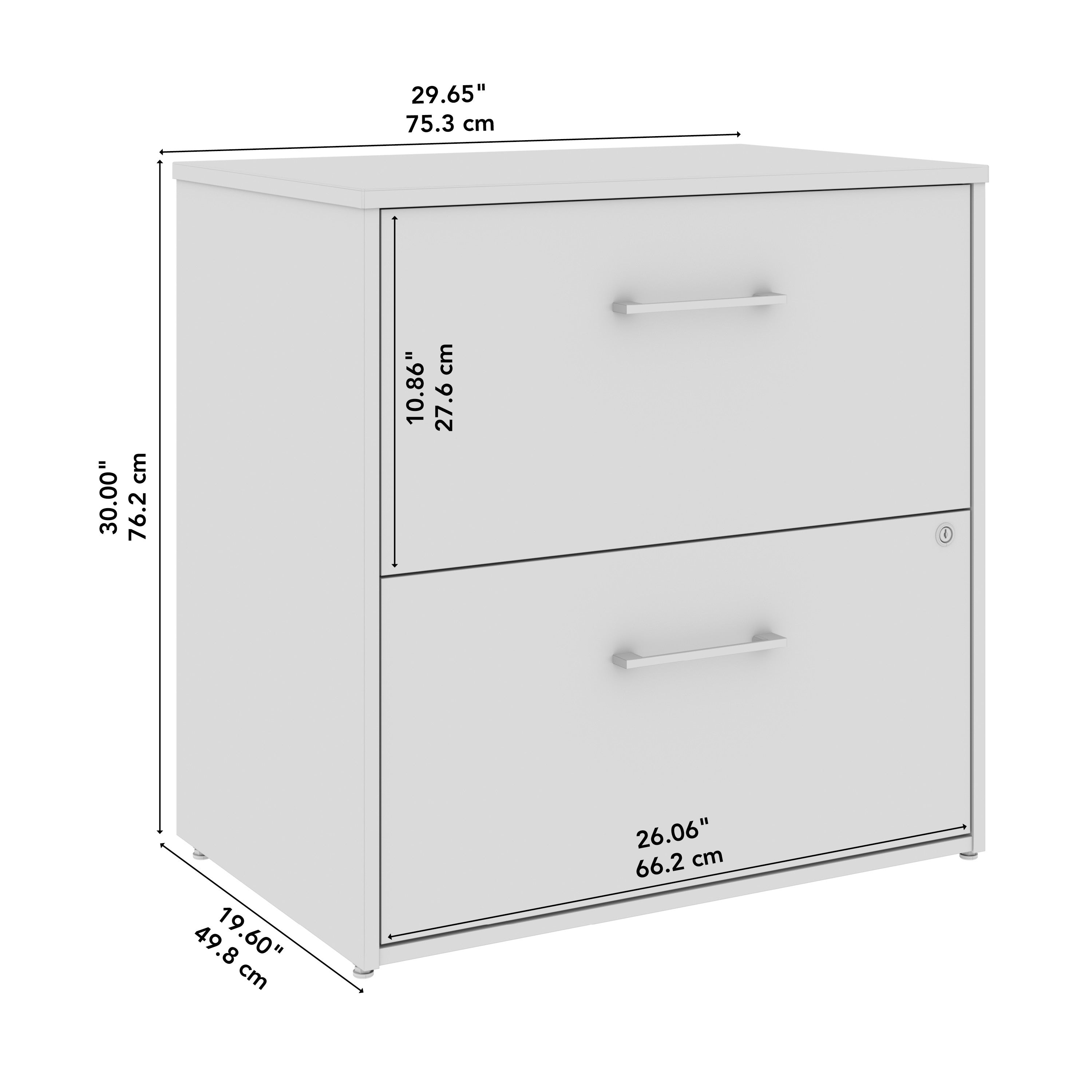 Bush Business Furniture Hustle 2 Drawer Lateral File Cabinet with Lock in Platinum Gray - Assembled - 29.65" Width x 19.61" Depth x 30" Height