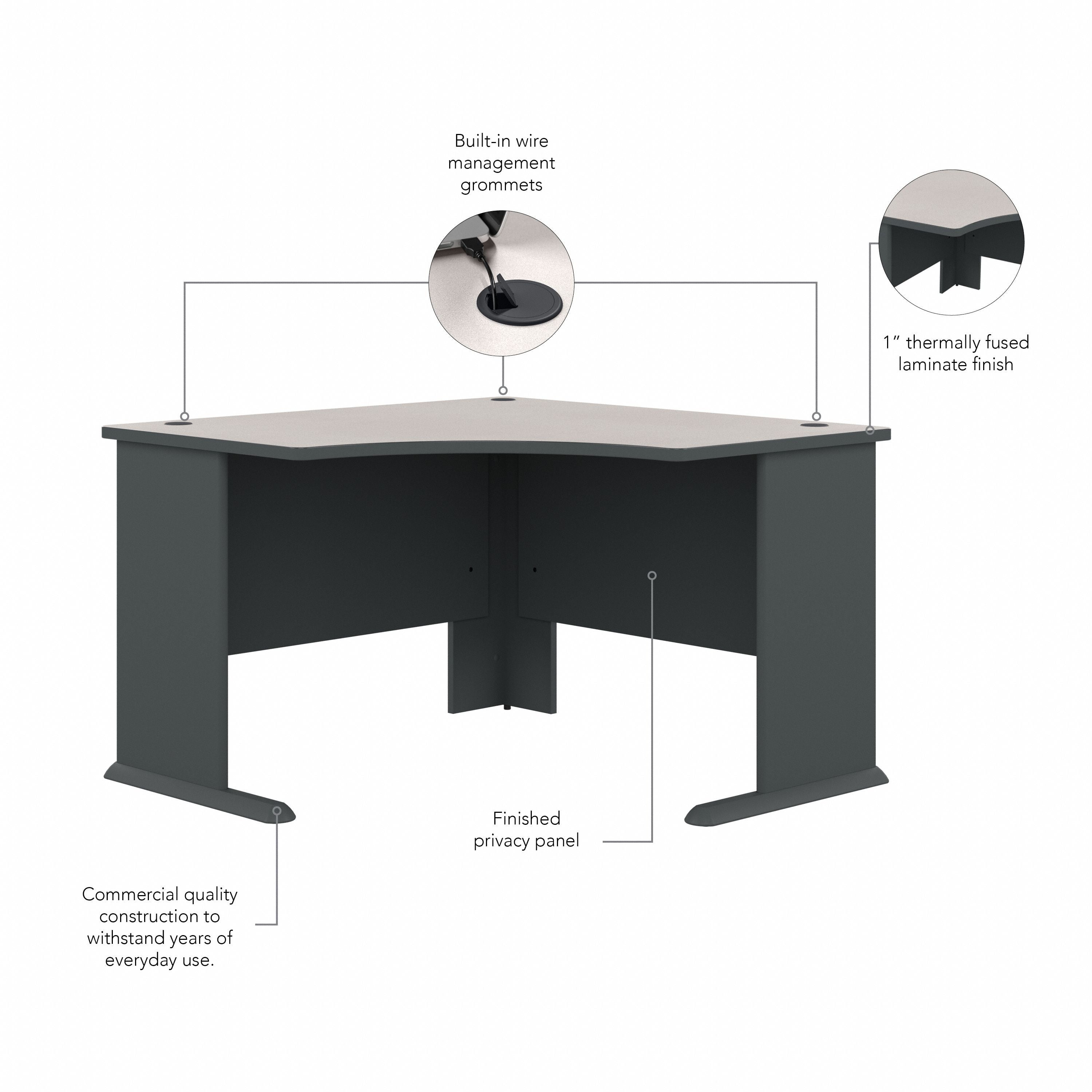 Bush Business Furniture Series A 48W Corner Desk in Slate and White Spectrum - 47.17" Width x 47.17" Depth x 29.66" Height