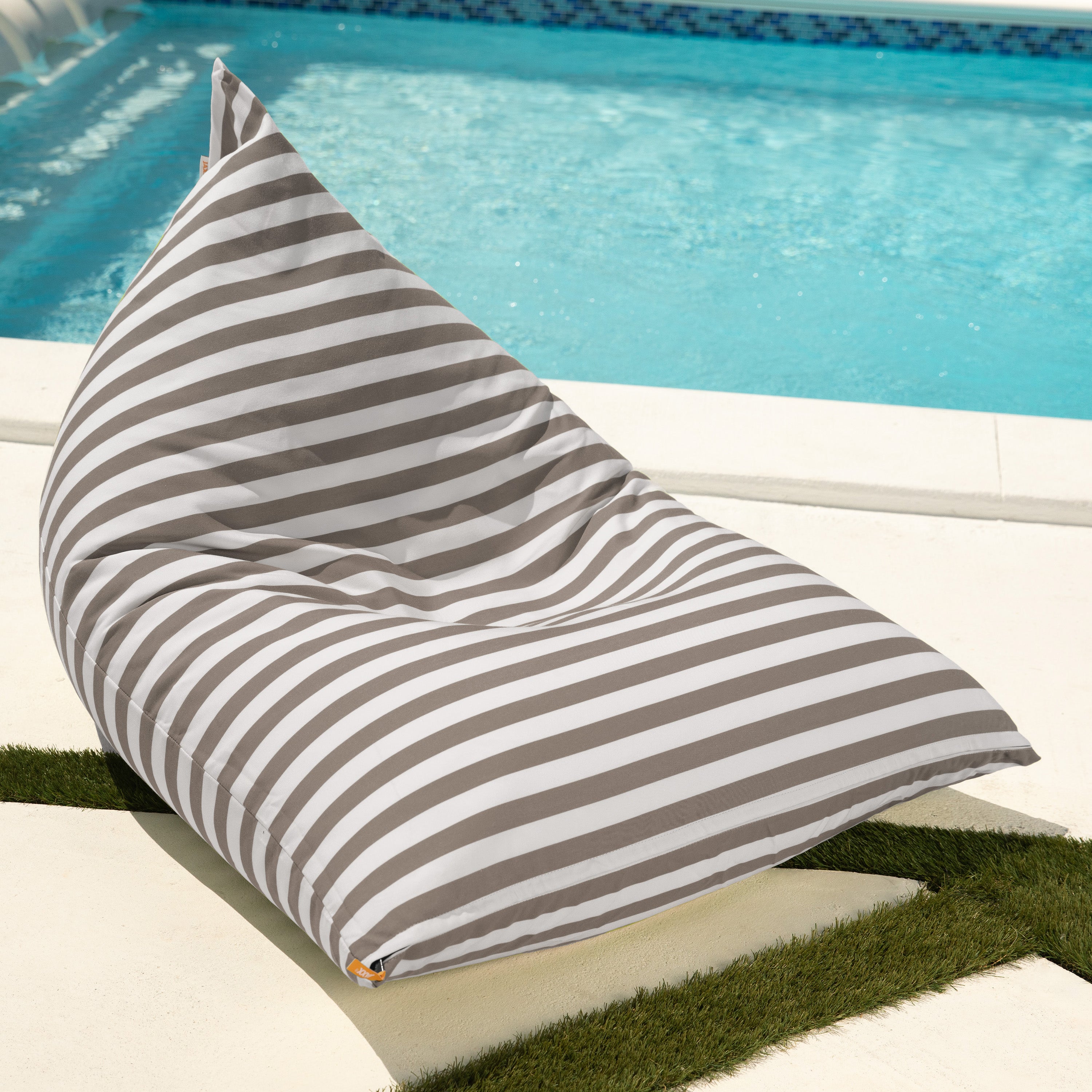 Jaxx Twist Outdoor Bean Bag Chair, Taupe Stripes