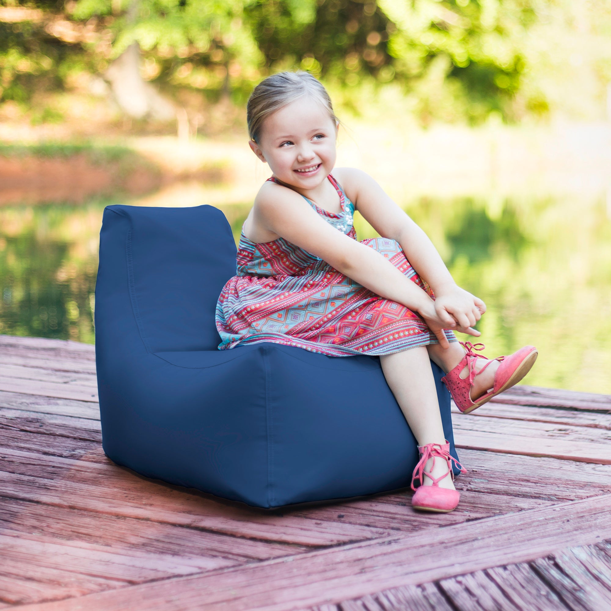 Jaxx Juniper Jr Outdoor Kids Bean Bag Chair / Childrens Garden Chair, Navy