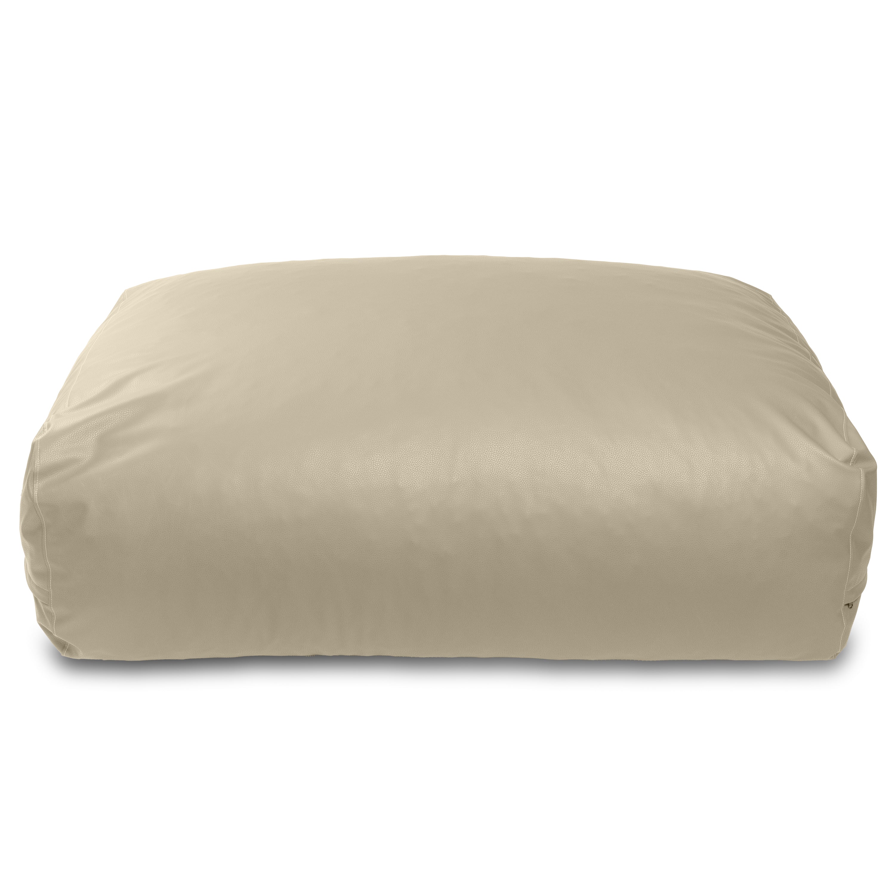 Atrium Collection Lino Ottoman - Oversized Large Couch Ottoman & Foam-Filled Lounger - Faux Leather - Natural Beige
