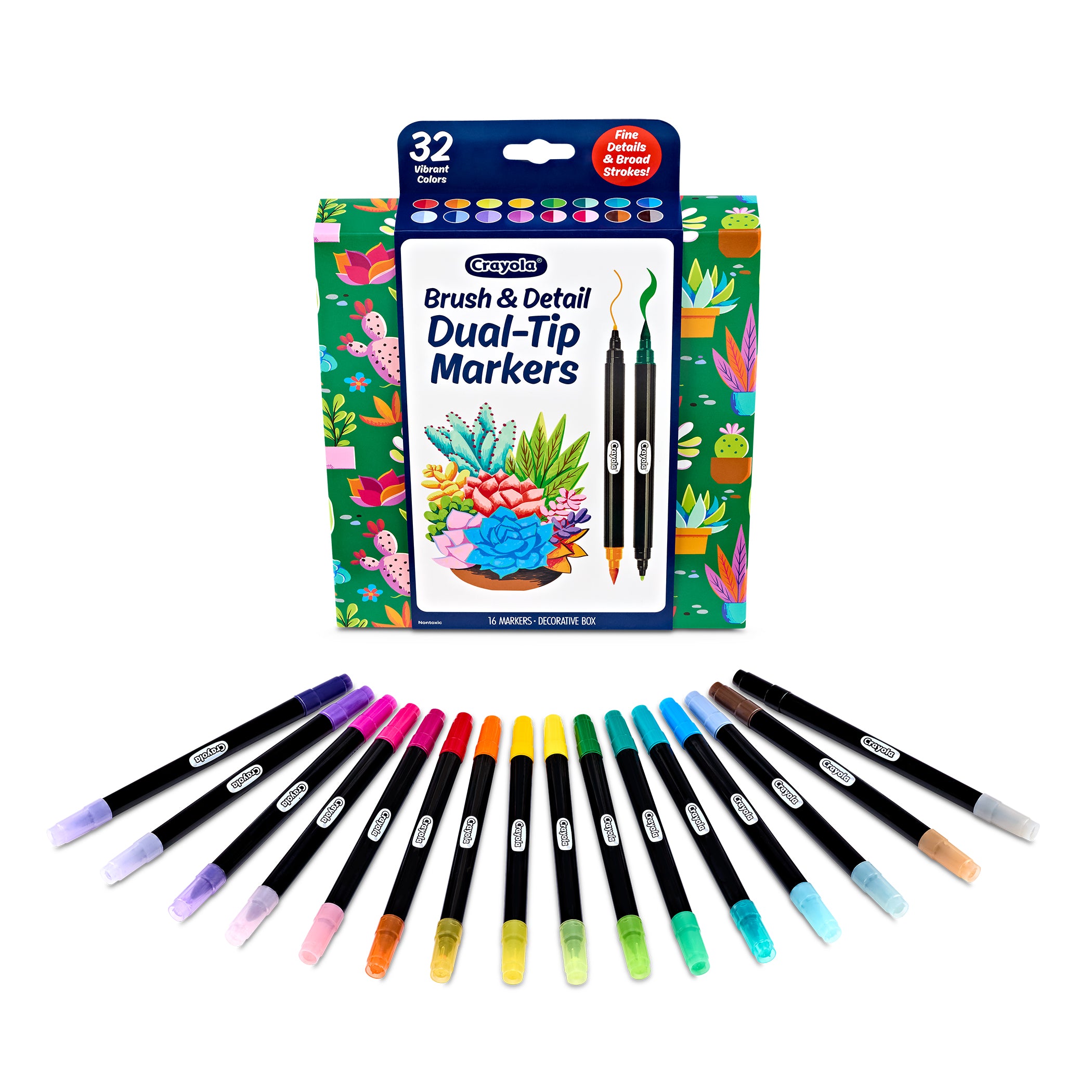 Brush & Detail Dual-Tip Markers, Pack of 16
