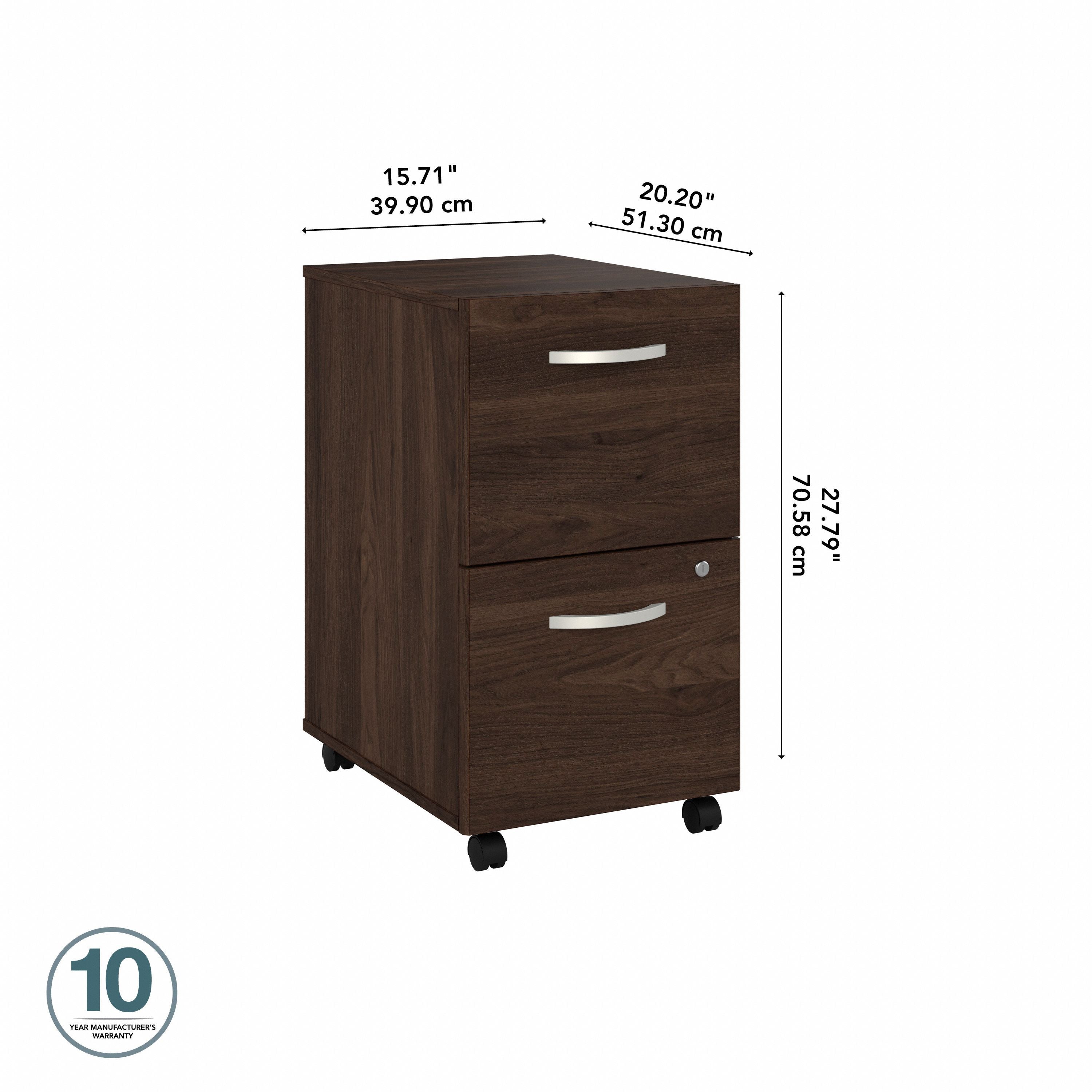 Bush Business Furniture Studio C 2 Drawer Mobile File Cabinet in Black Walnut - 15.71" Width x 20.2" Depth x 27.79" Height