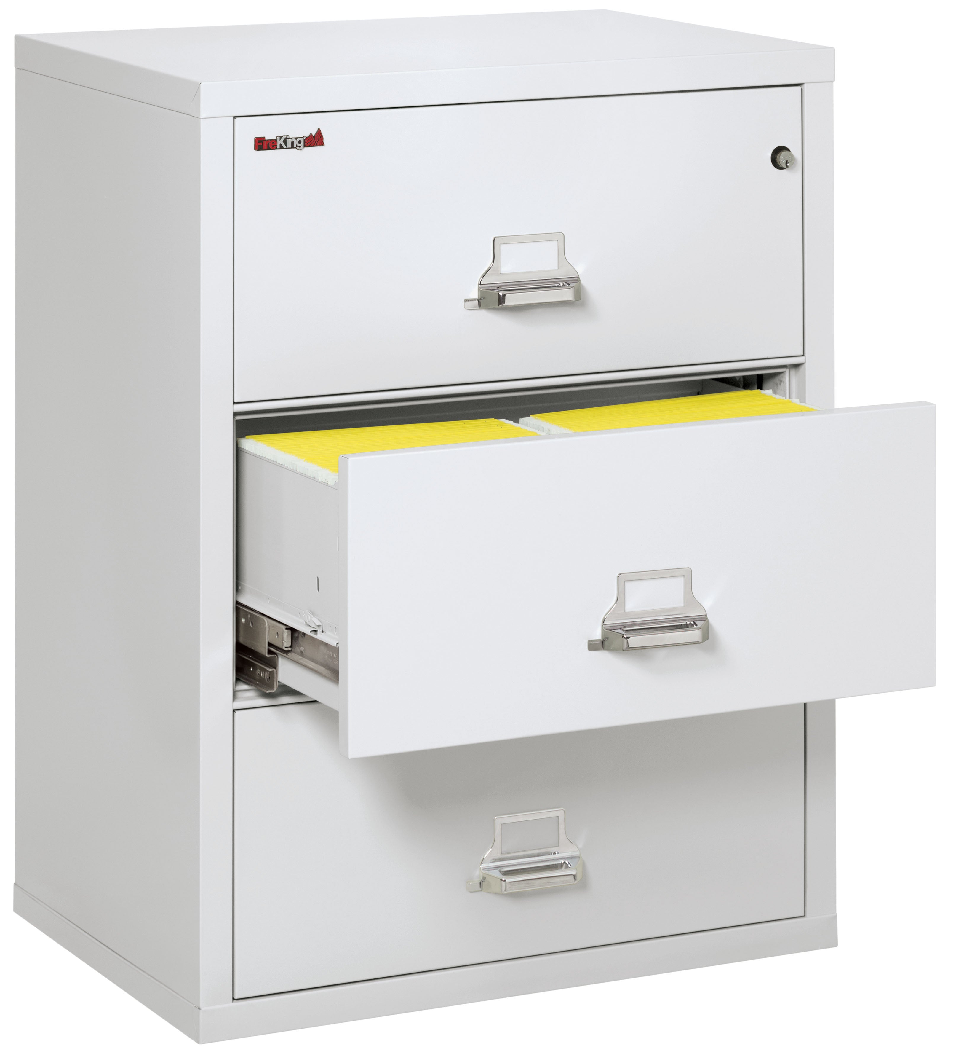 Fire Resistant File Cabinet - 3 Drawer Lateral 31" wide (Arctic White)