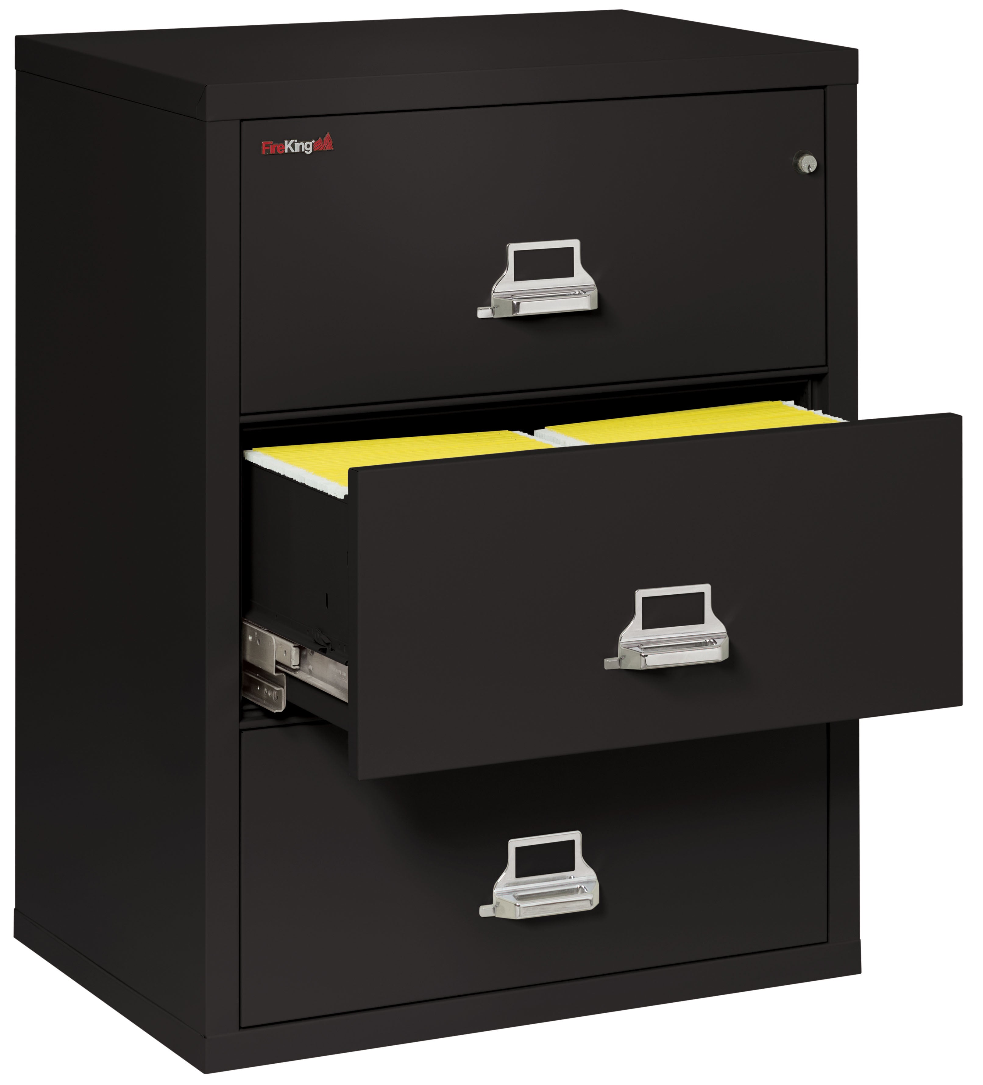 Fire Resistant File Cabinet - 3 Drawer Lateral 31" wide (Black)