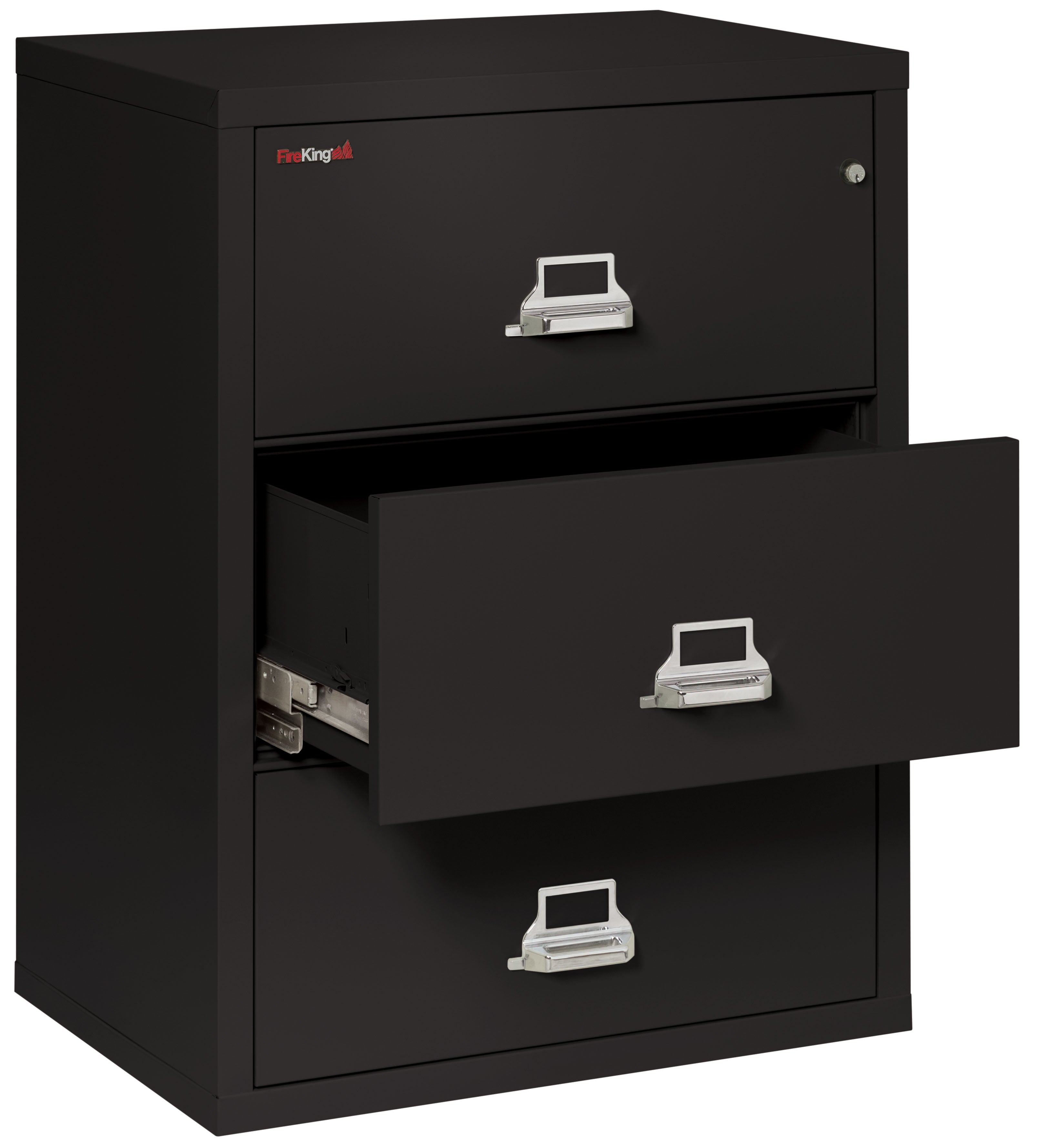 Fire Resistant File Cabinet - 3 Drawer Lateral 31" wide (Black)
