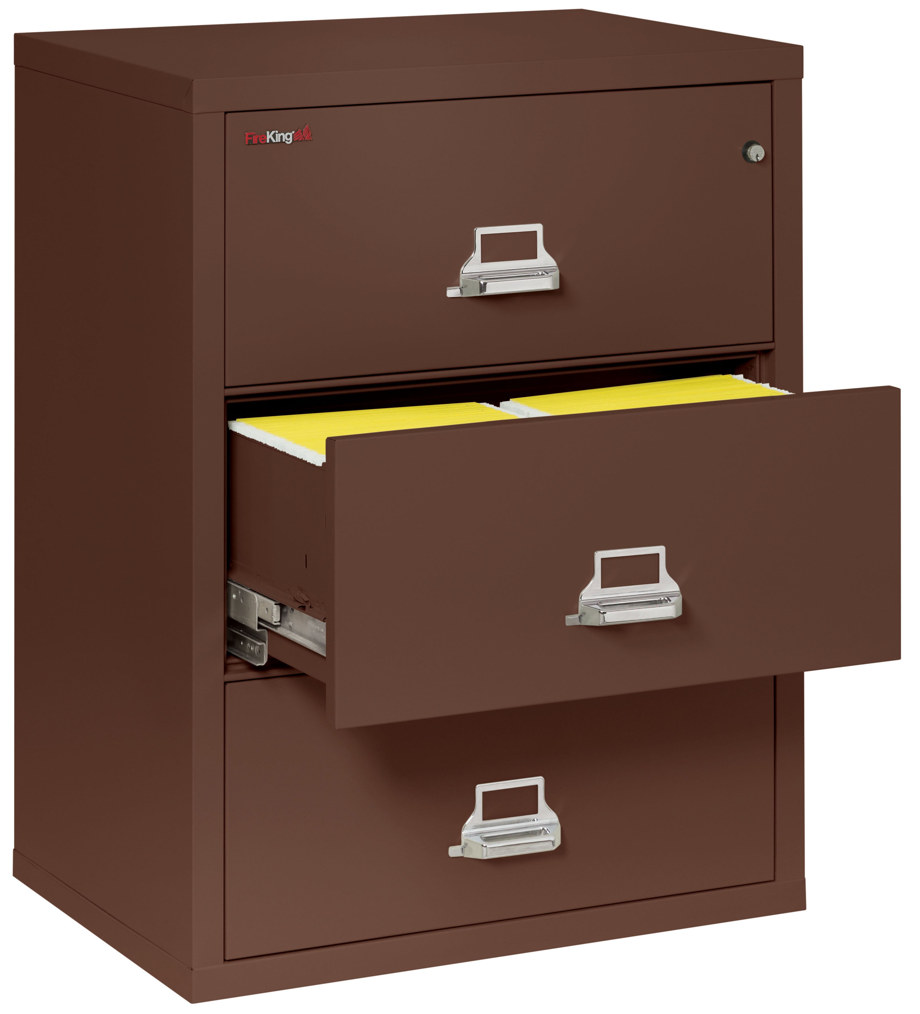 Fire Resistant File Cabinet - 3 Drawer Lateral 31" wide (Brown)