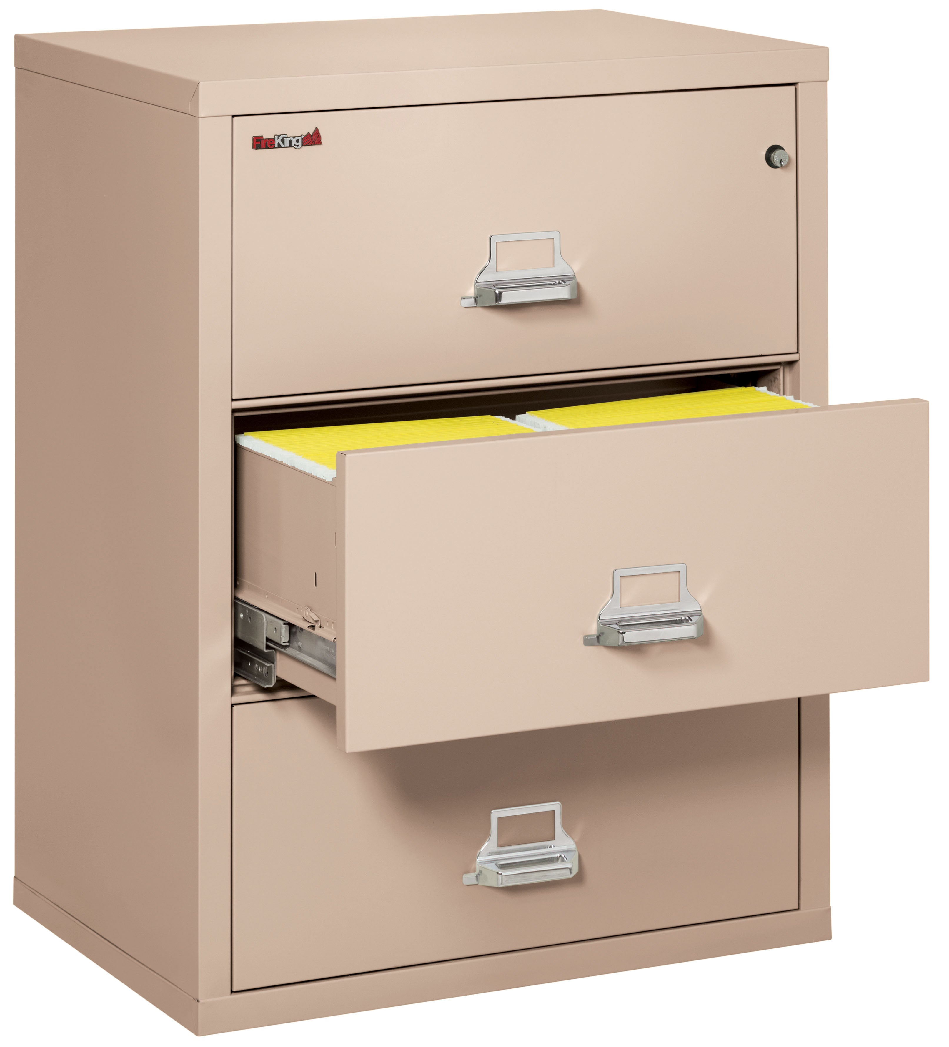 Fire Resistant File Cabinet - 3 Drawer Lateral 31" wide (Champagne)