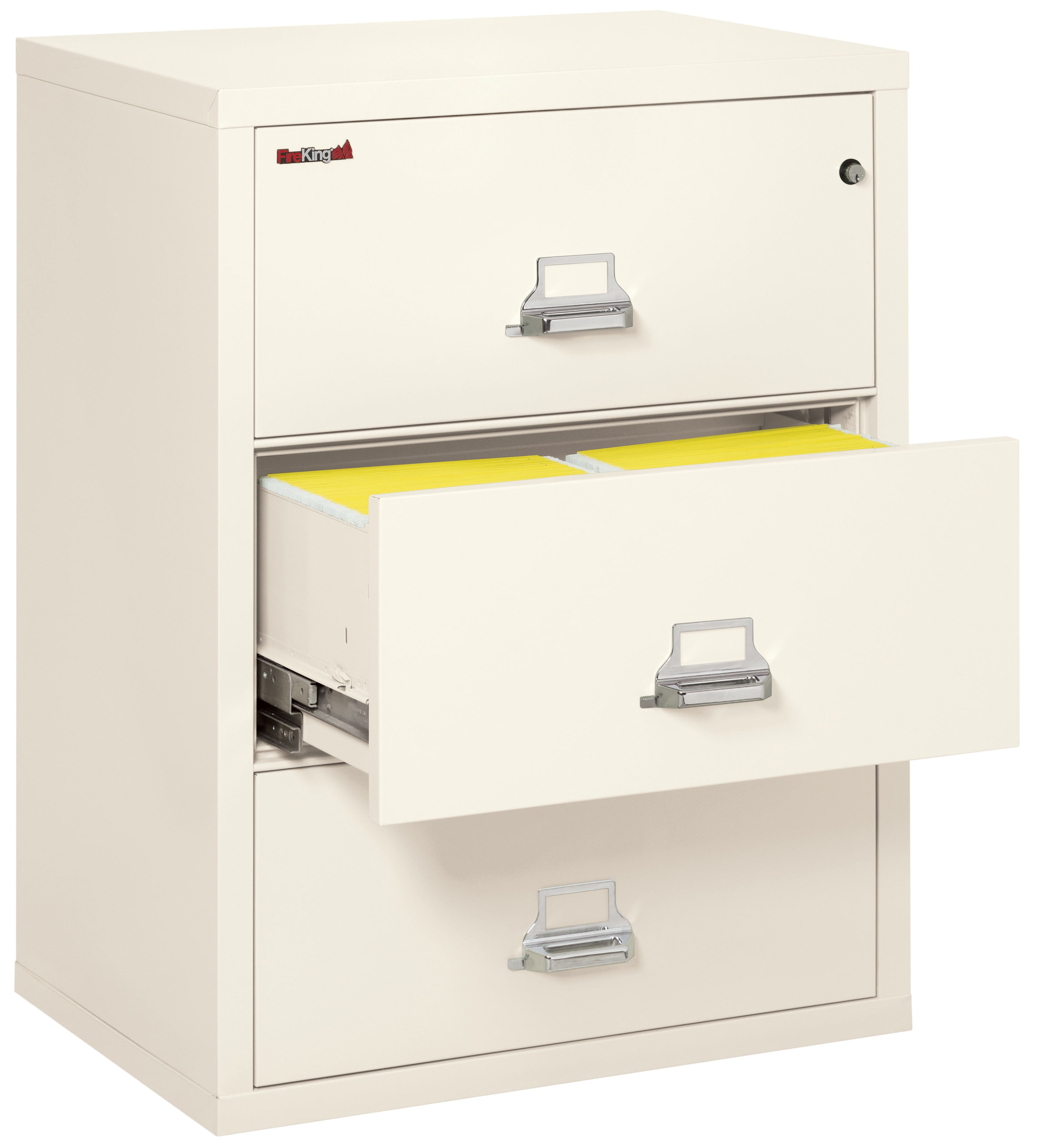 Fire Resistant File Cabinet - 3 Drawer Lateral 31" wide (Ivory White)