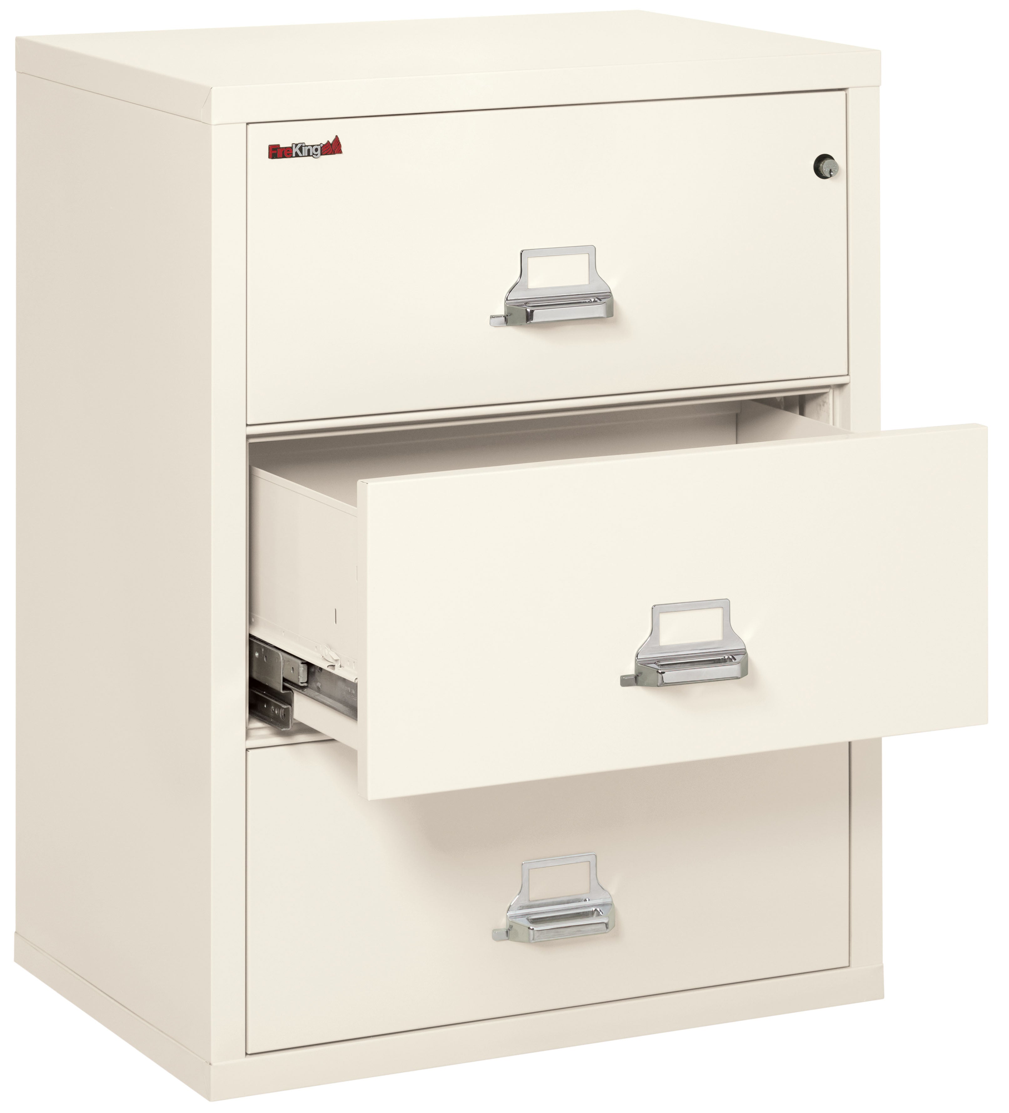 Fire Resistant File Cabinet - 3 Drawer Lateral 31" wide (Ivory White)