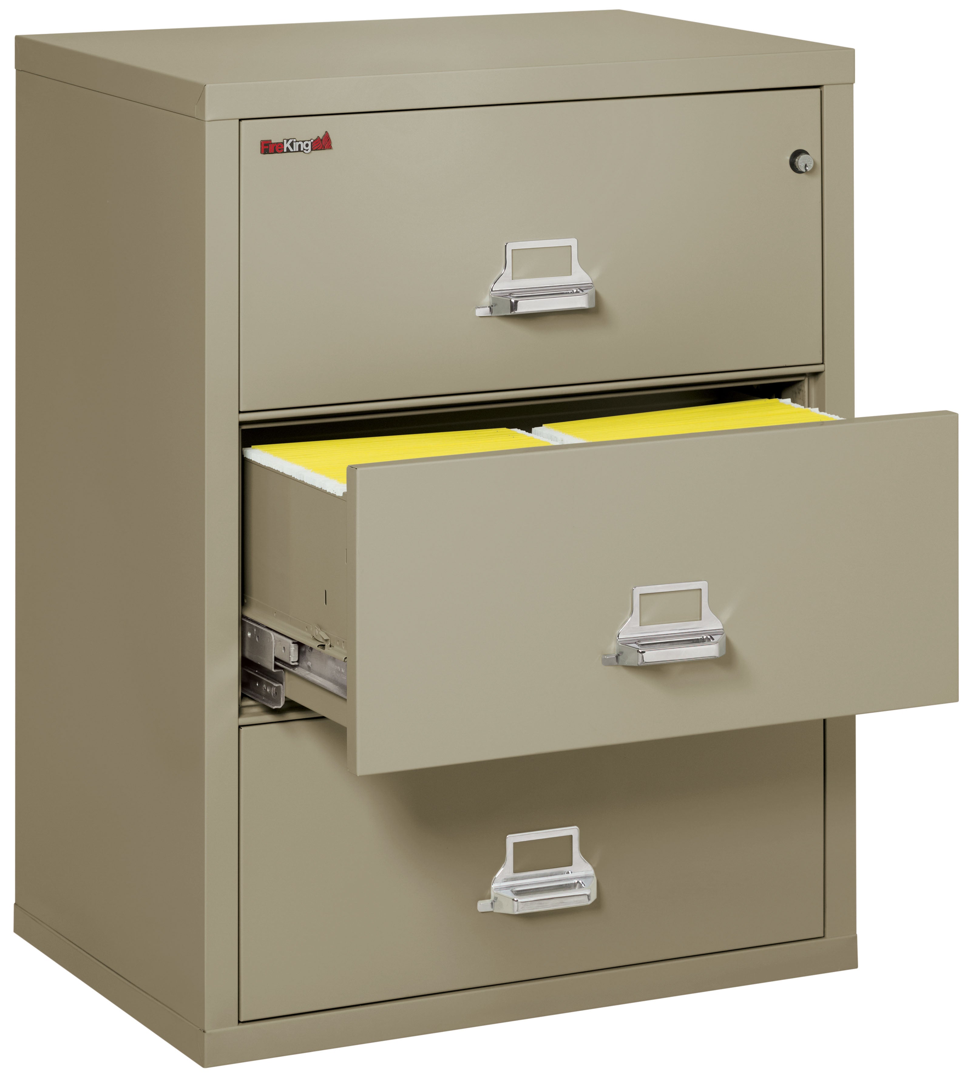 Fire Resistant File Cabinet - 3 Drawer Lateral 31" wide (Pewter)