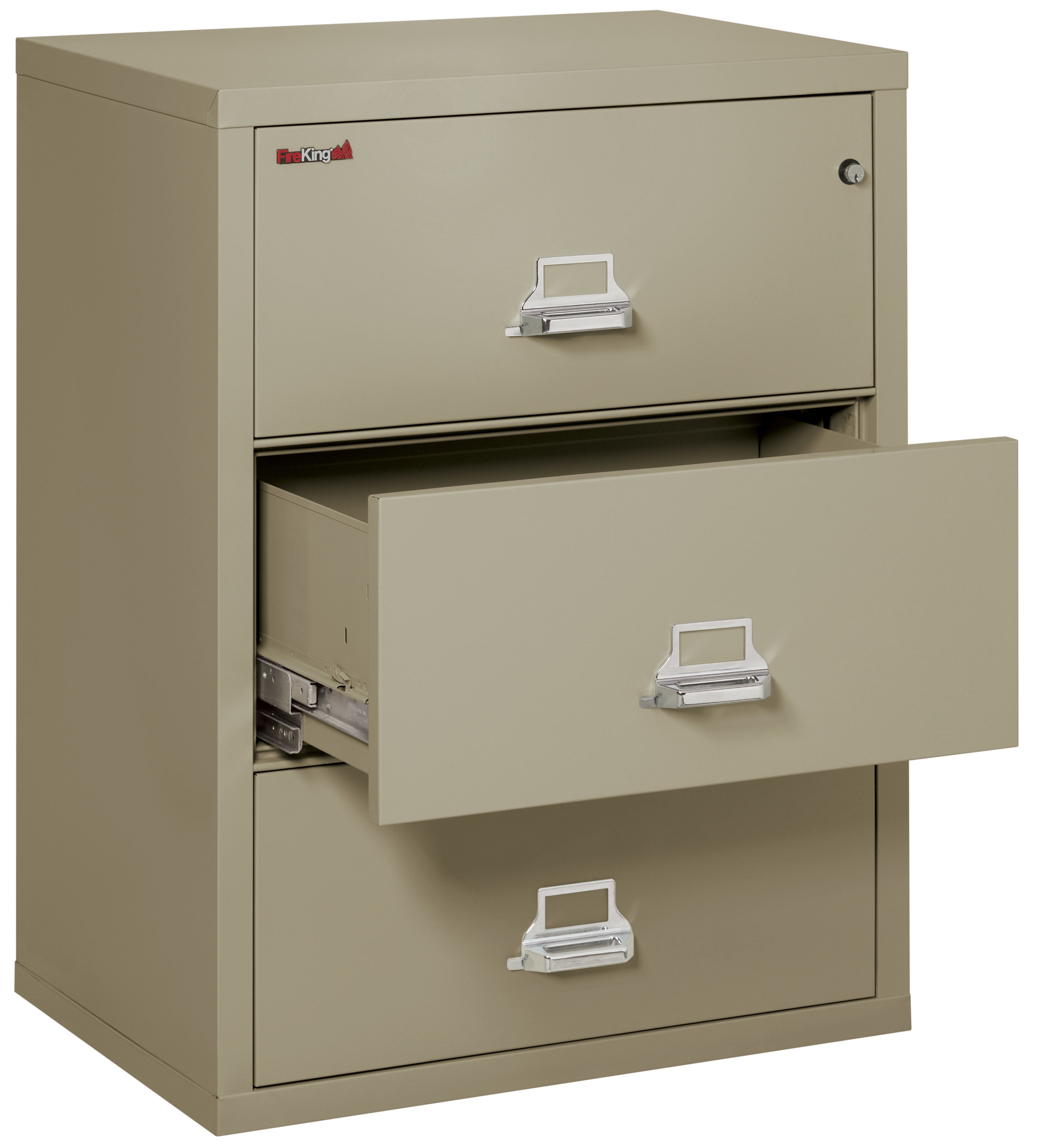 Fire Resistant File Cabinet - 3 Drawer Lateral 31" wide (Pewter)