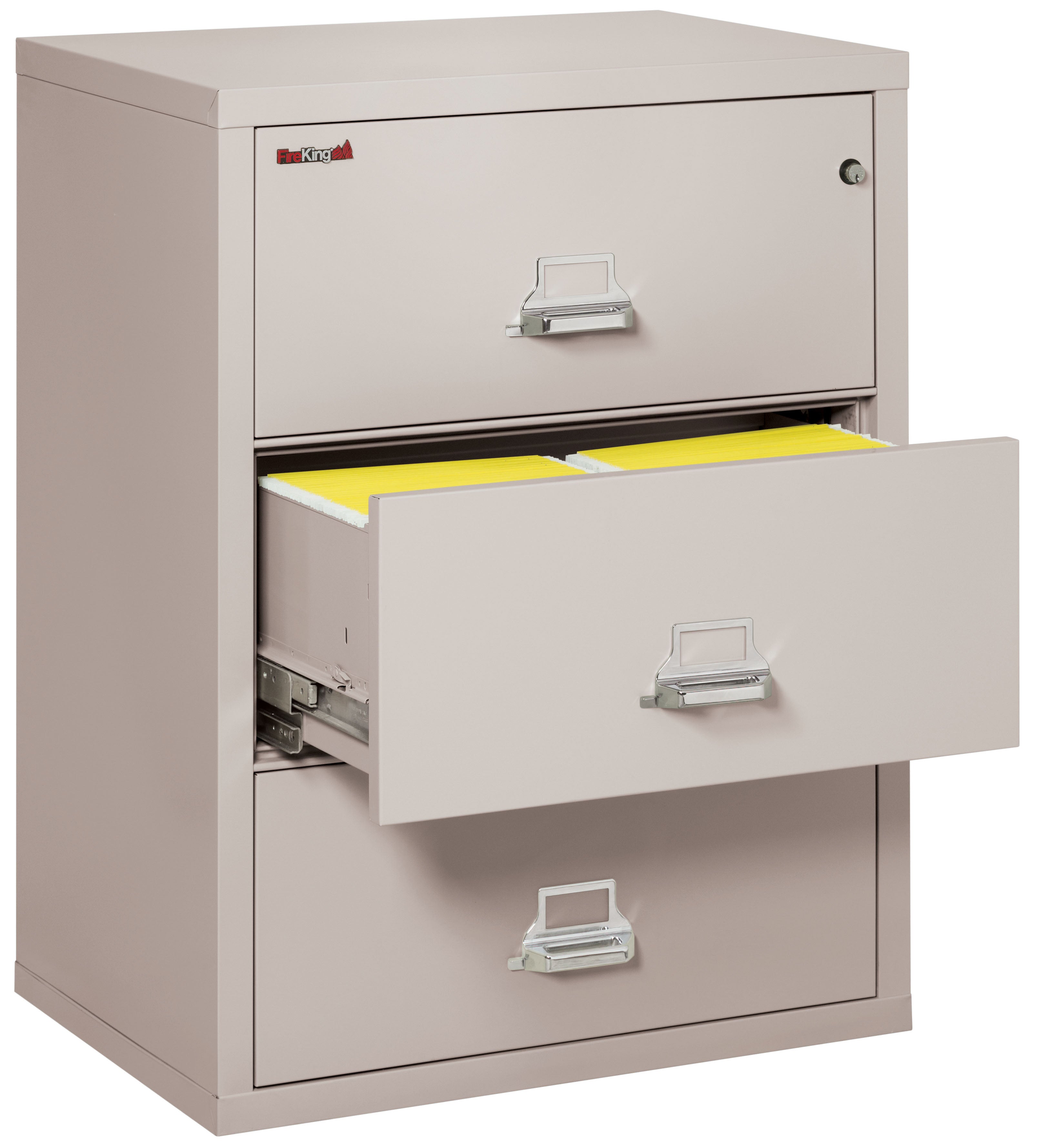 Fire Resistant File Cabinet - 3 Drawer Lateral 31" wide (Platinum)
